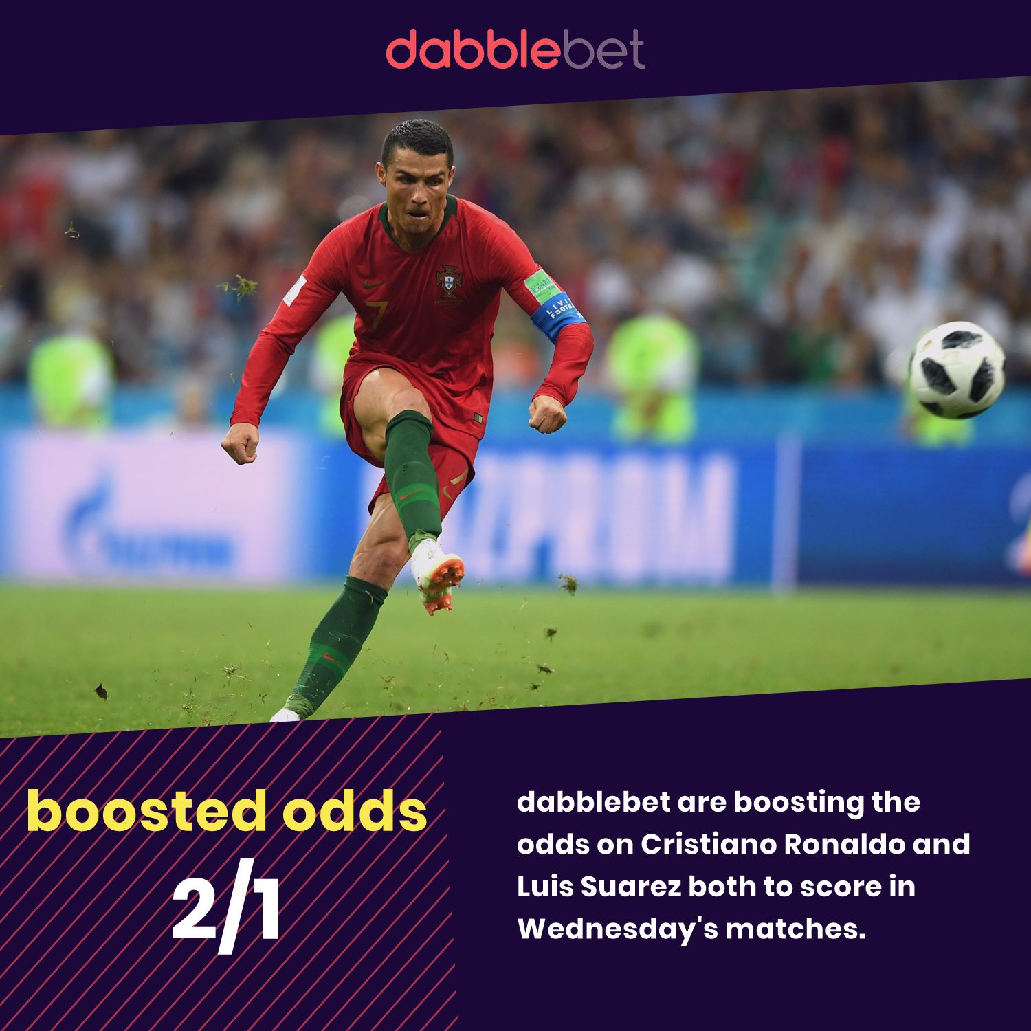 World Cup day seven dabblebet enhanced odds Ronaldo and Suarez