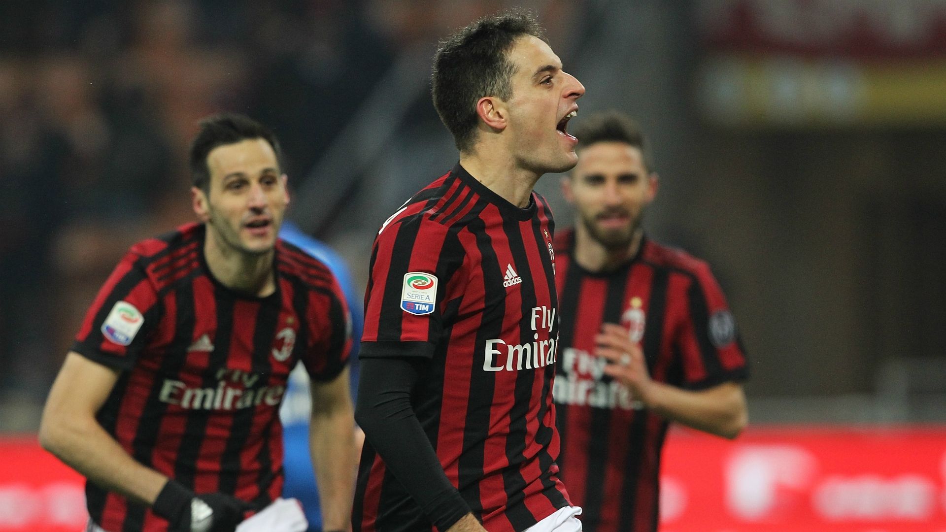 Milan celebrating Milan Bologna Serie A