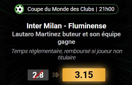 Inter Milan Fluminense cote boostée unibet