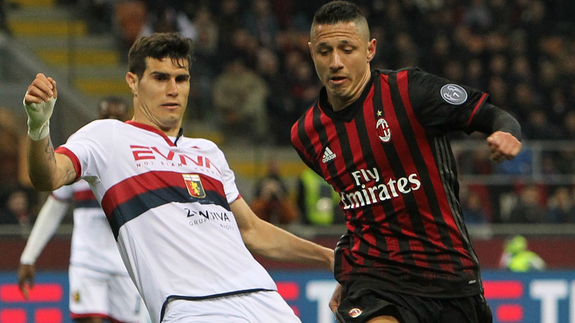 Ezequiel Munoz Gianluca Lapadula Milan Genoa Serie A 18032017