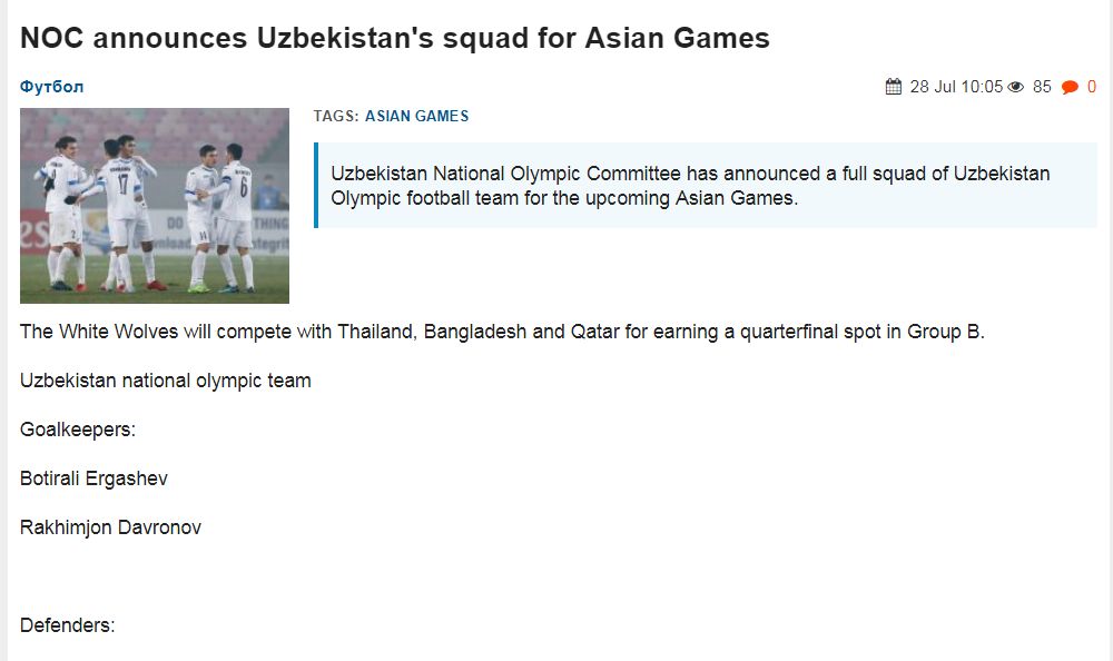 Đội hình Uzbekistan