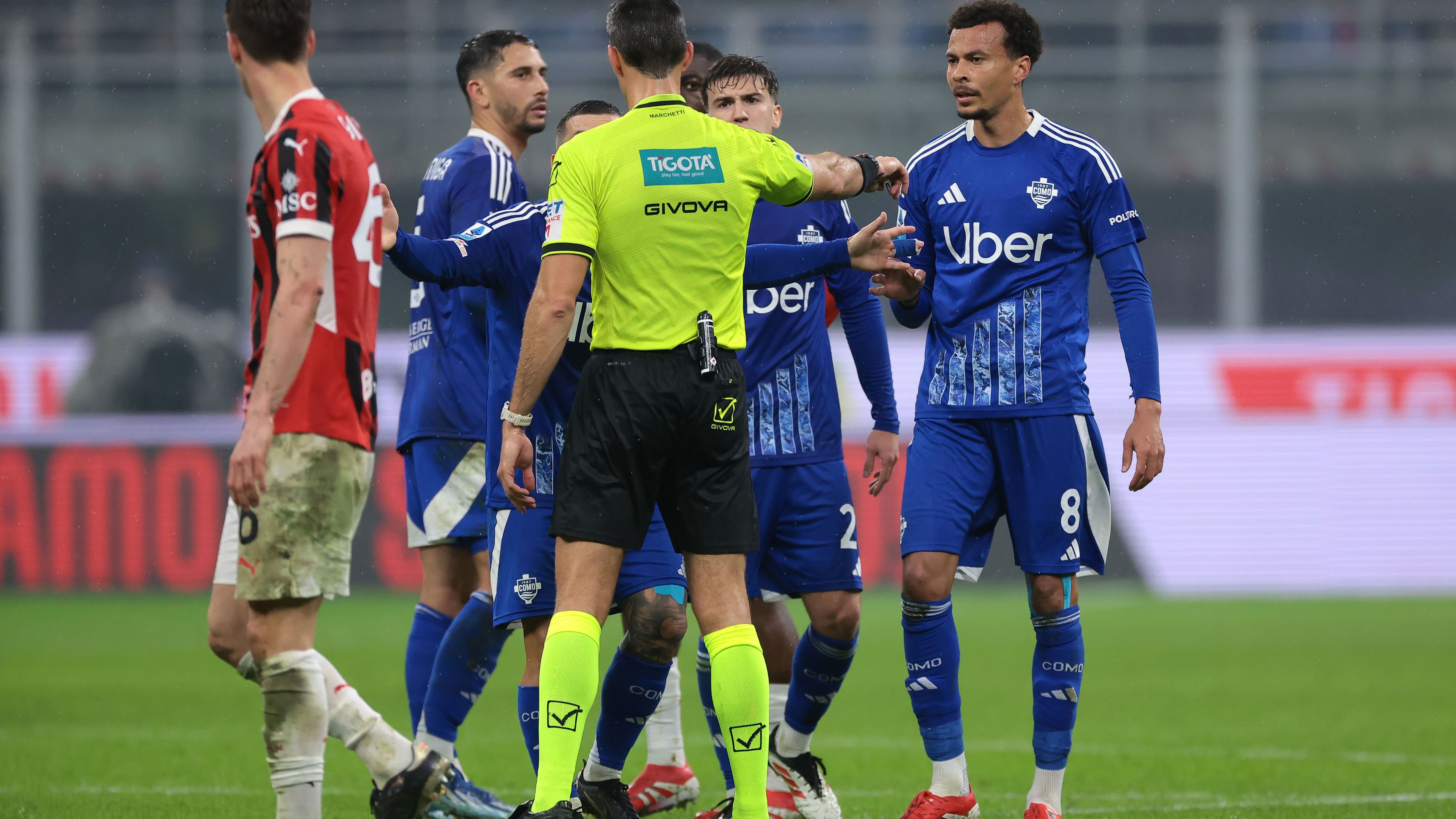 Dele Alli red card Como AC MIlan 2024-25