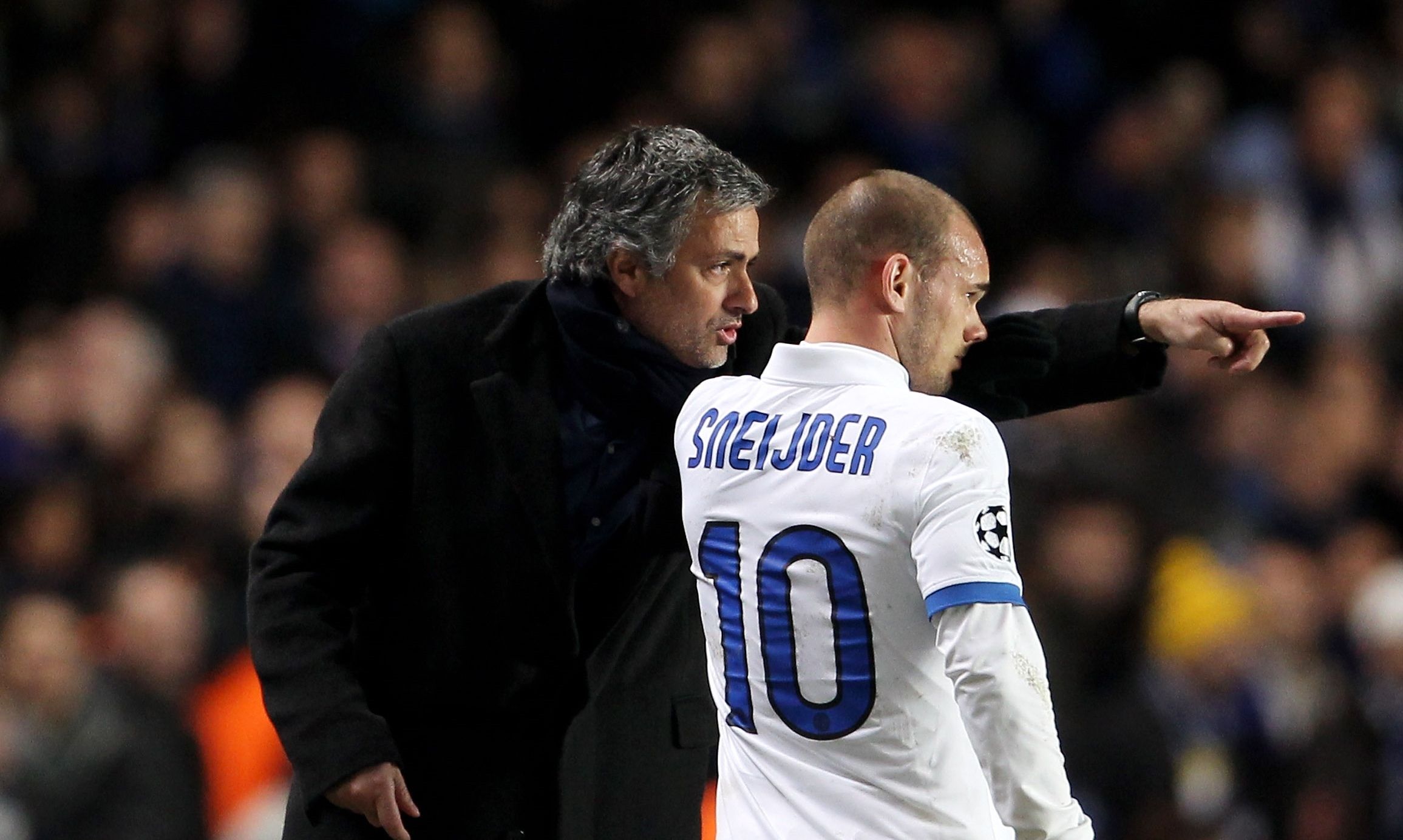 José Mourinho and Wesley Sneijder, Chelsea - Internazionale, 2010