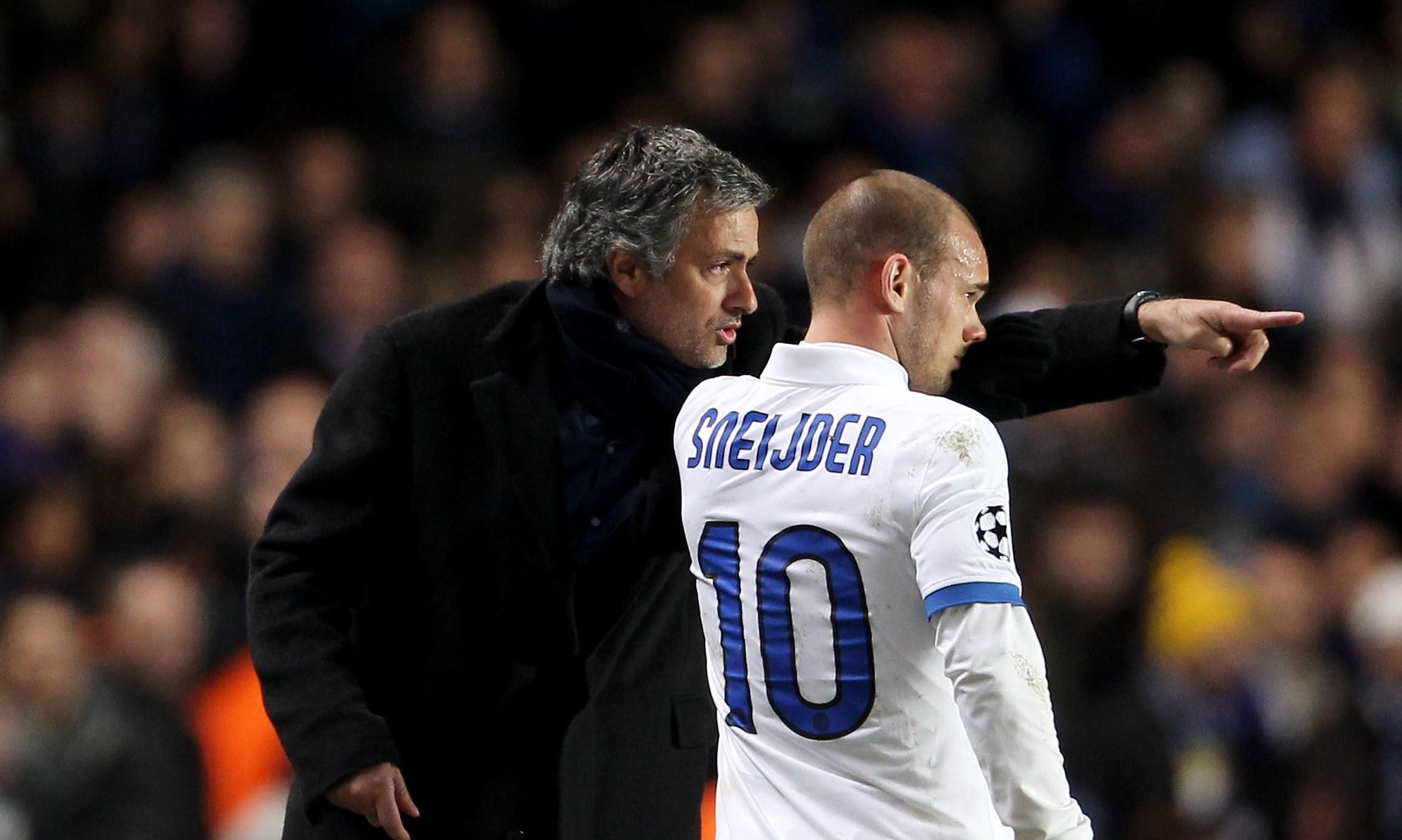 José Mourinho and Wesley Sneijder, Chelsea - Internazionale, 2010