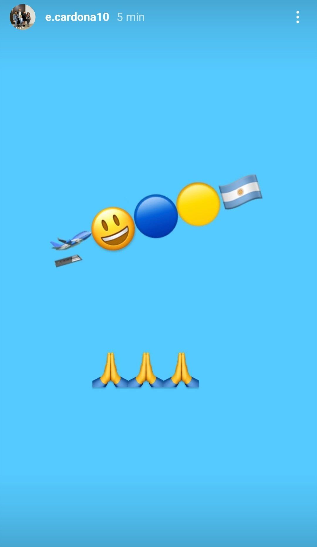 Instagram storie Cardona Boca Juniors 21082020