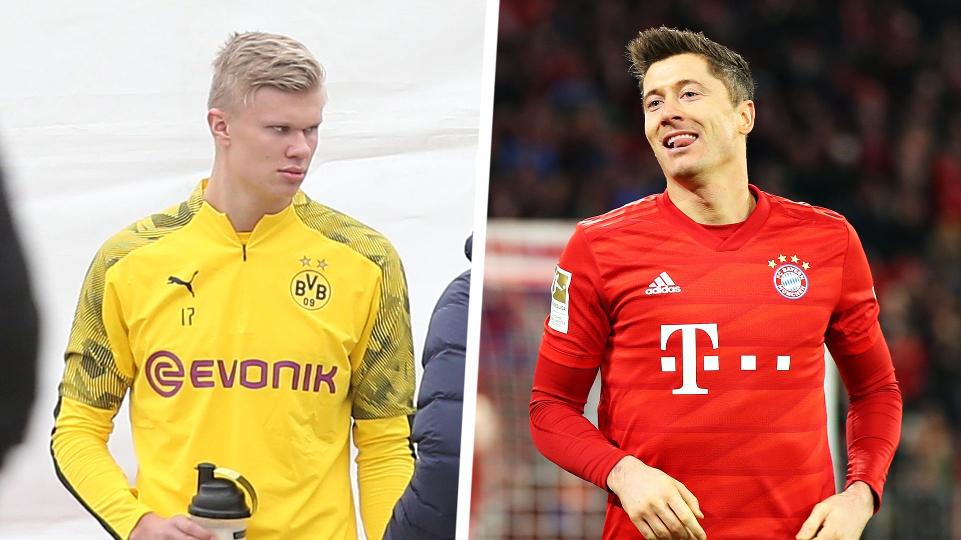 GFX Erling Haaland Robert Lewandowski Split 2019-20