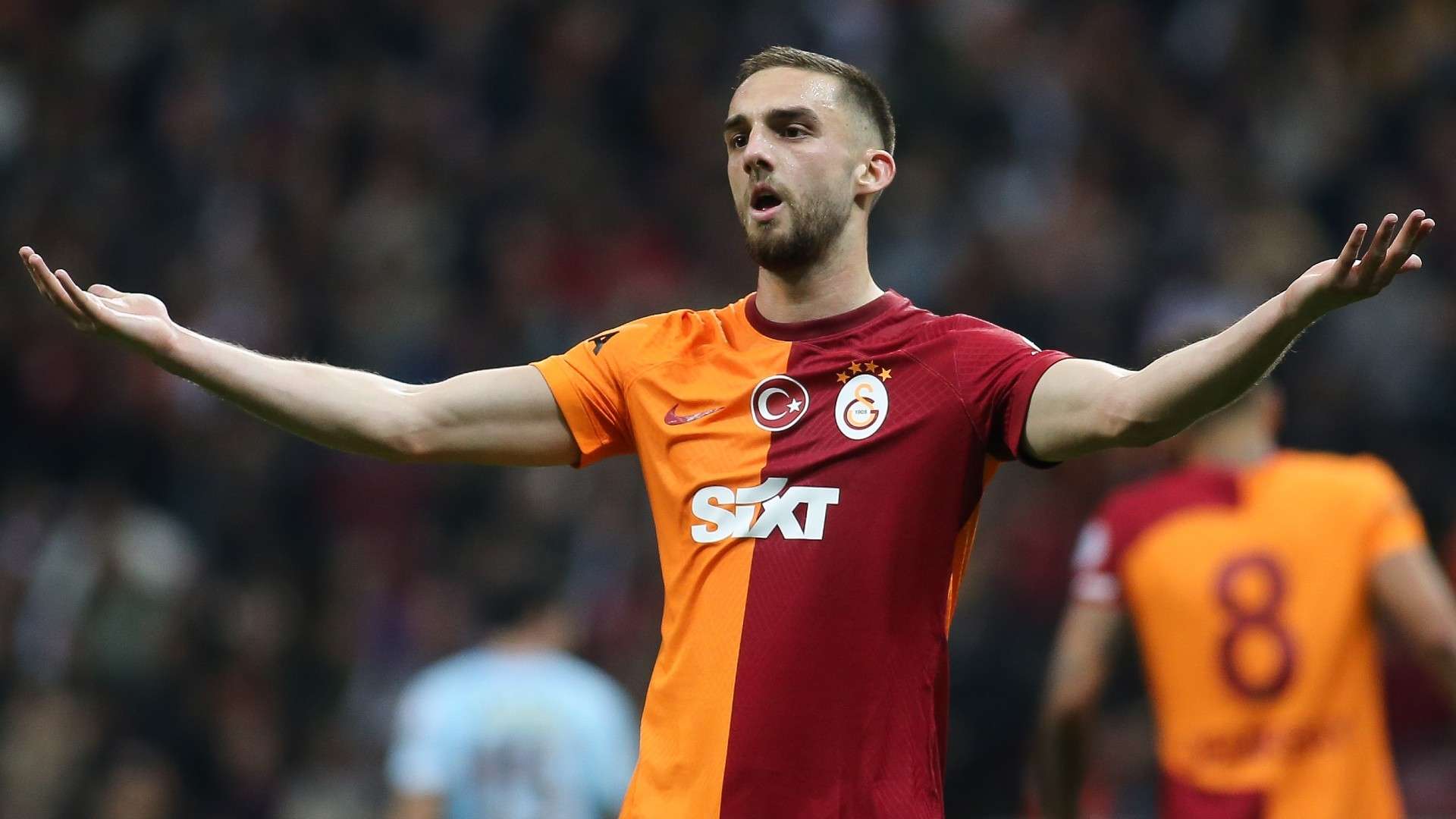 Berkan Kutlu of Galatasaray reacts