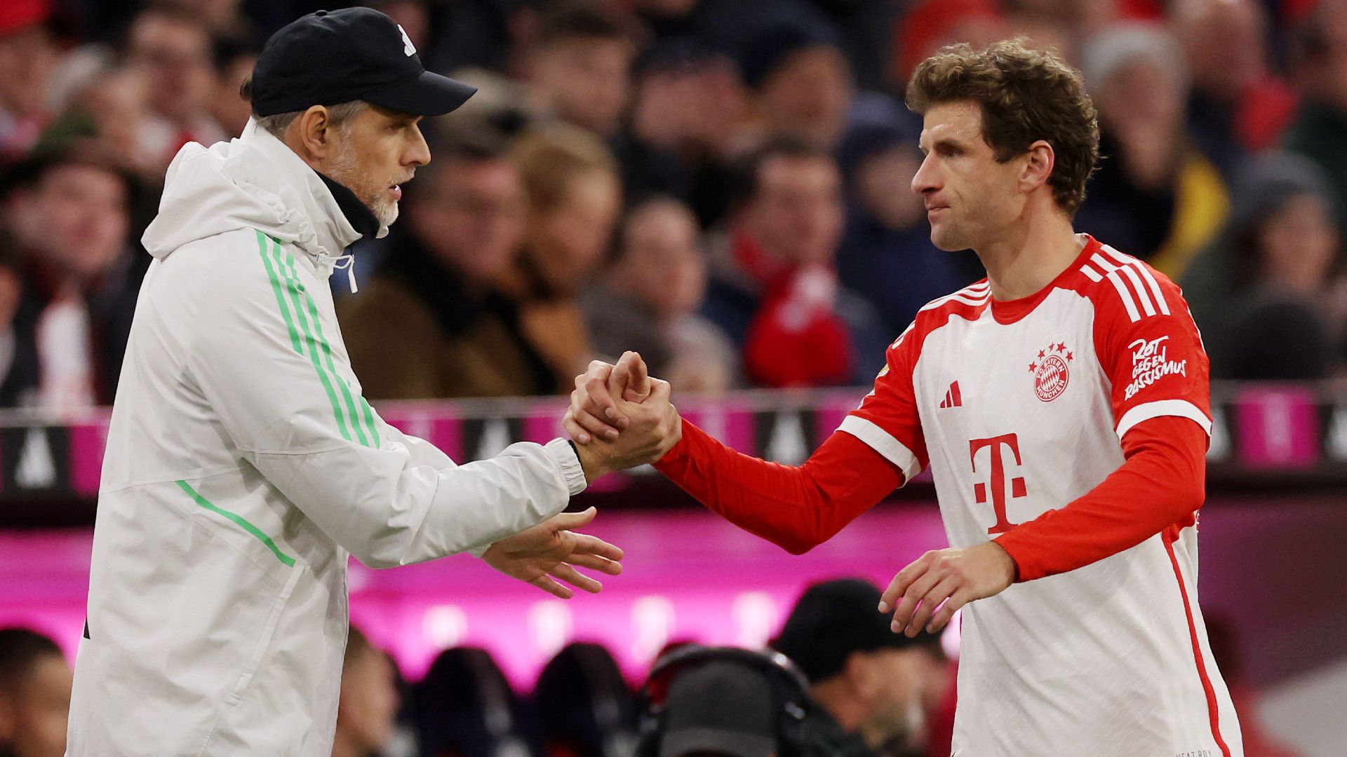 THOMAS TUCHEL THOMAS MÜLLER BAYERN MÜNCHEN BUNDESLIGA 11112023