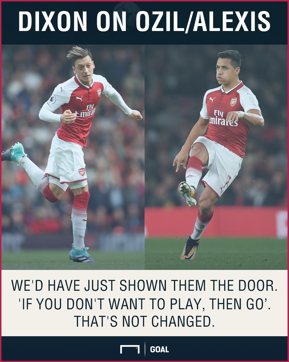 Lee Dixon Mesut Ozil Alexis Sanchez Arsenal shown door