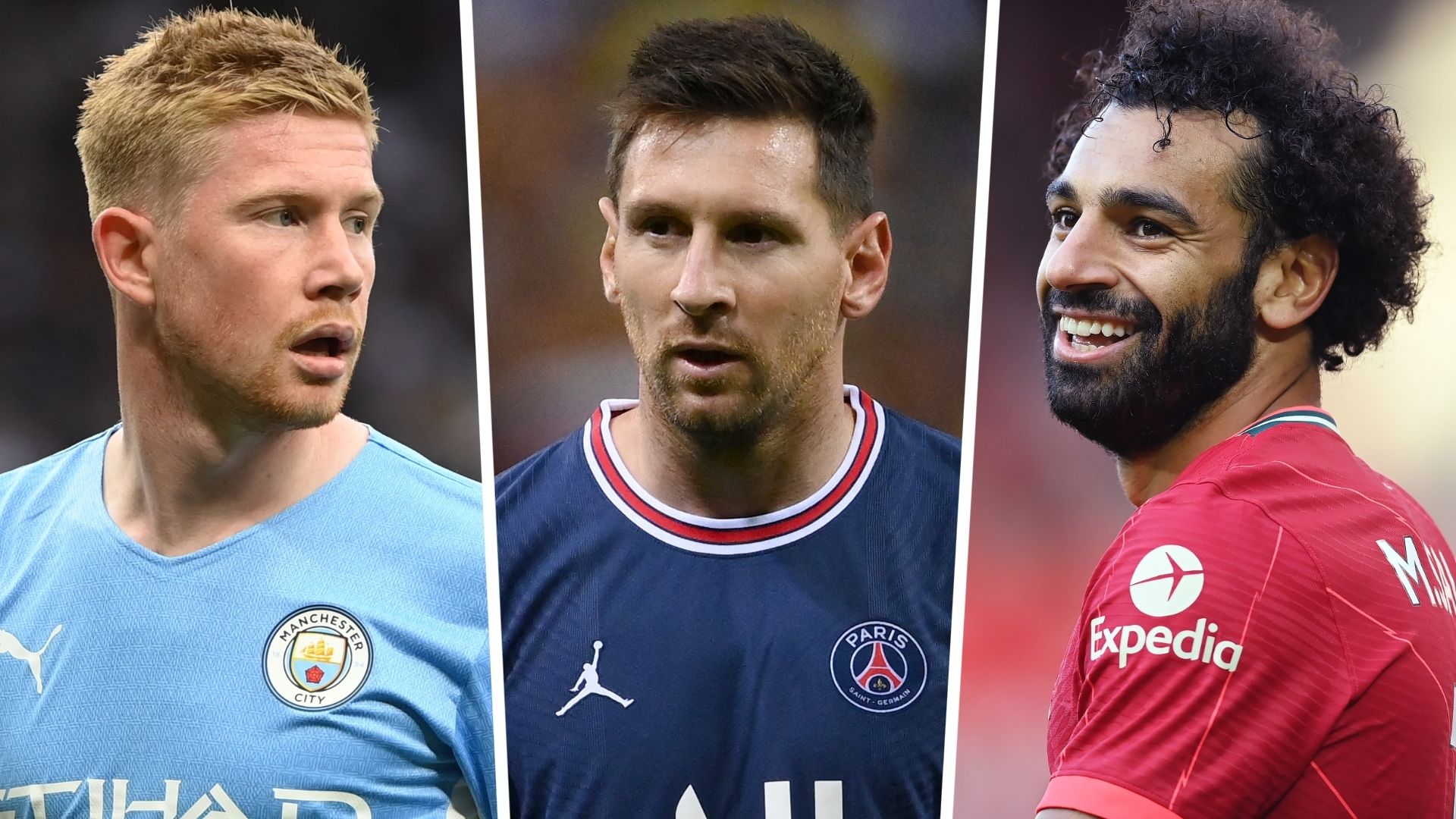 Kevin De Bruyne, Lionel Messi, Mohamed Salah