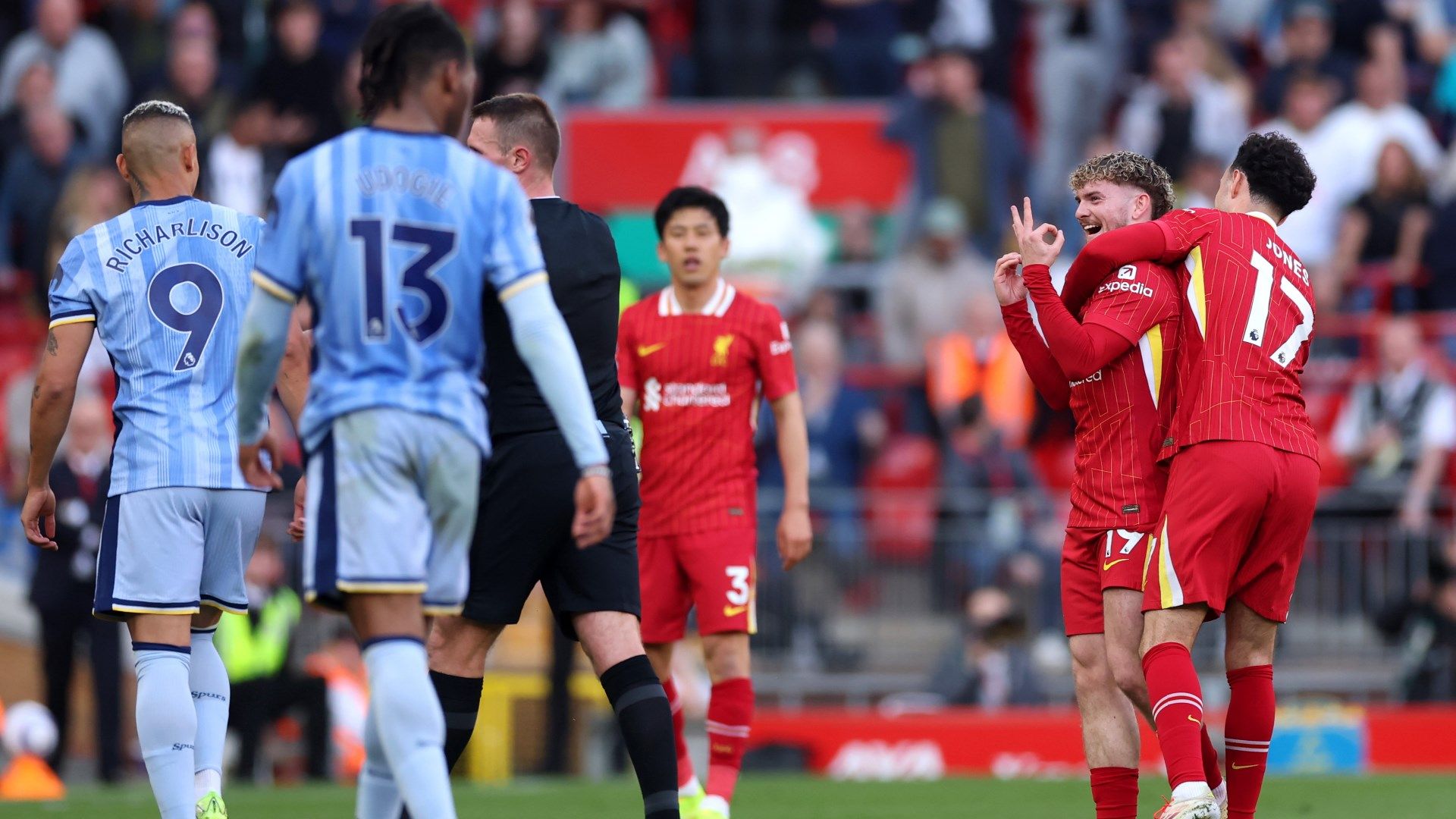 Harvey Elliott Richarlison Liverpool Tottenham 2025