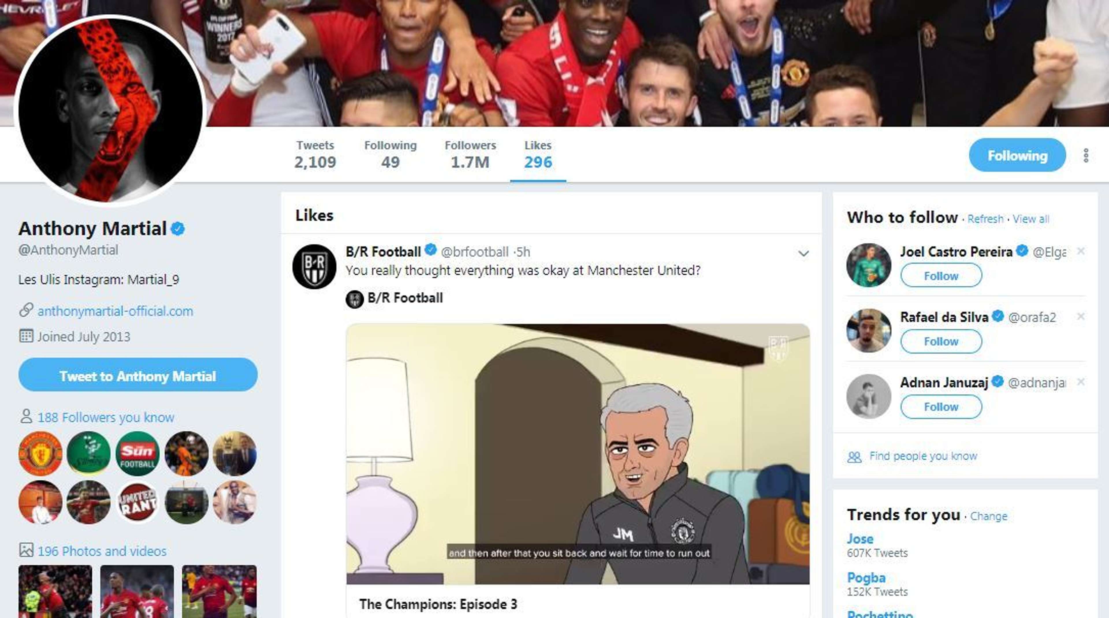Anthony Martial's Twitter