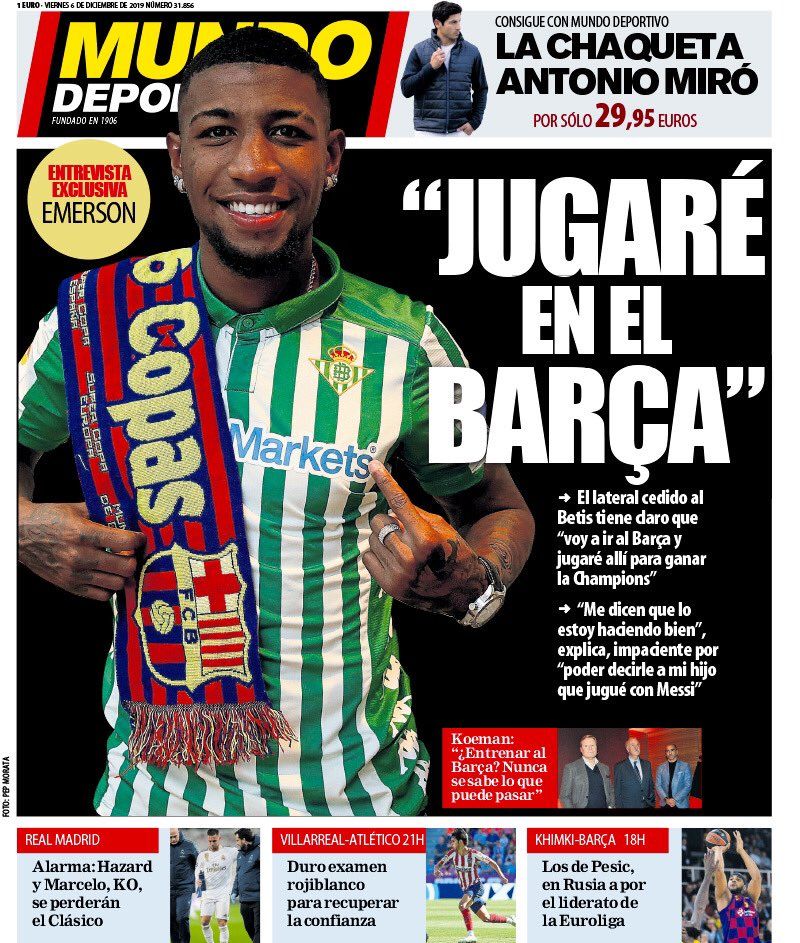Prima pagina Mundo Deportivo Emerson