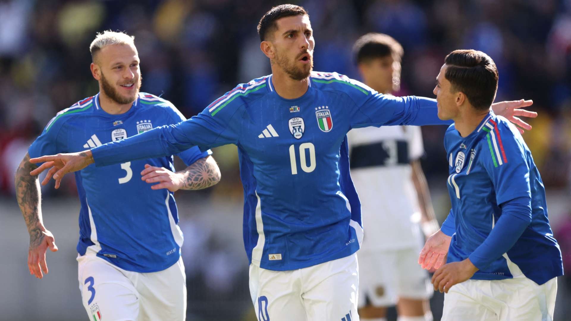 Italy celebrates goal against Ecuador