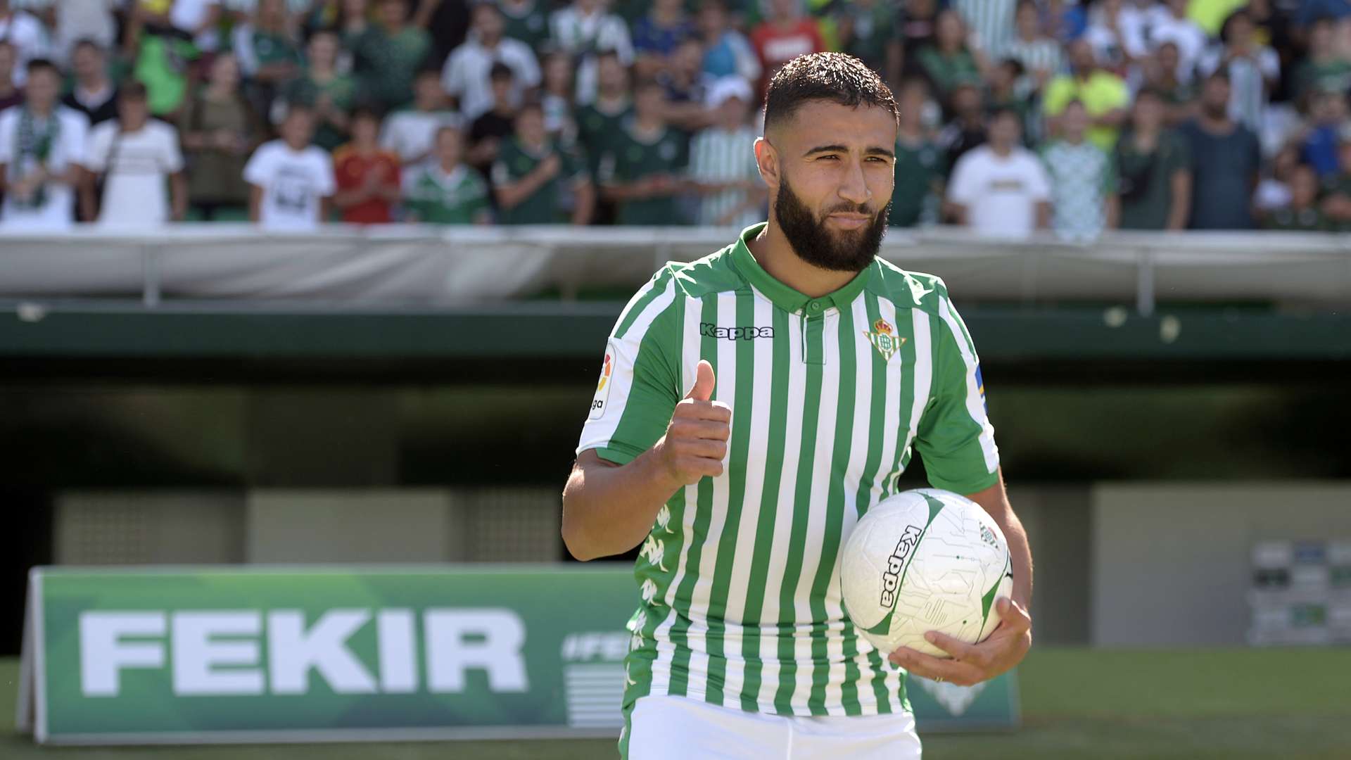 Nabil Fekir, présentation au Betis Séville, stade Benito Villamarin, le 6 août 2019