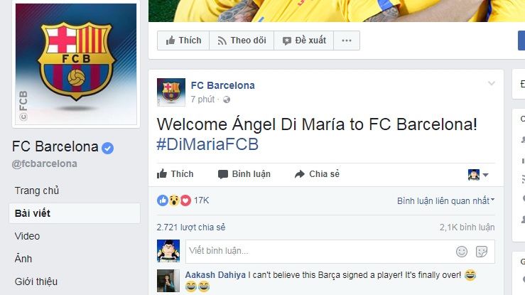 Barcelona fan page hacked