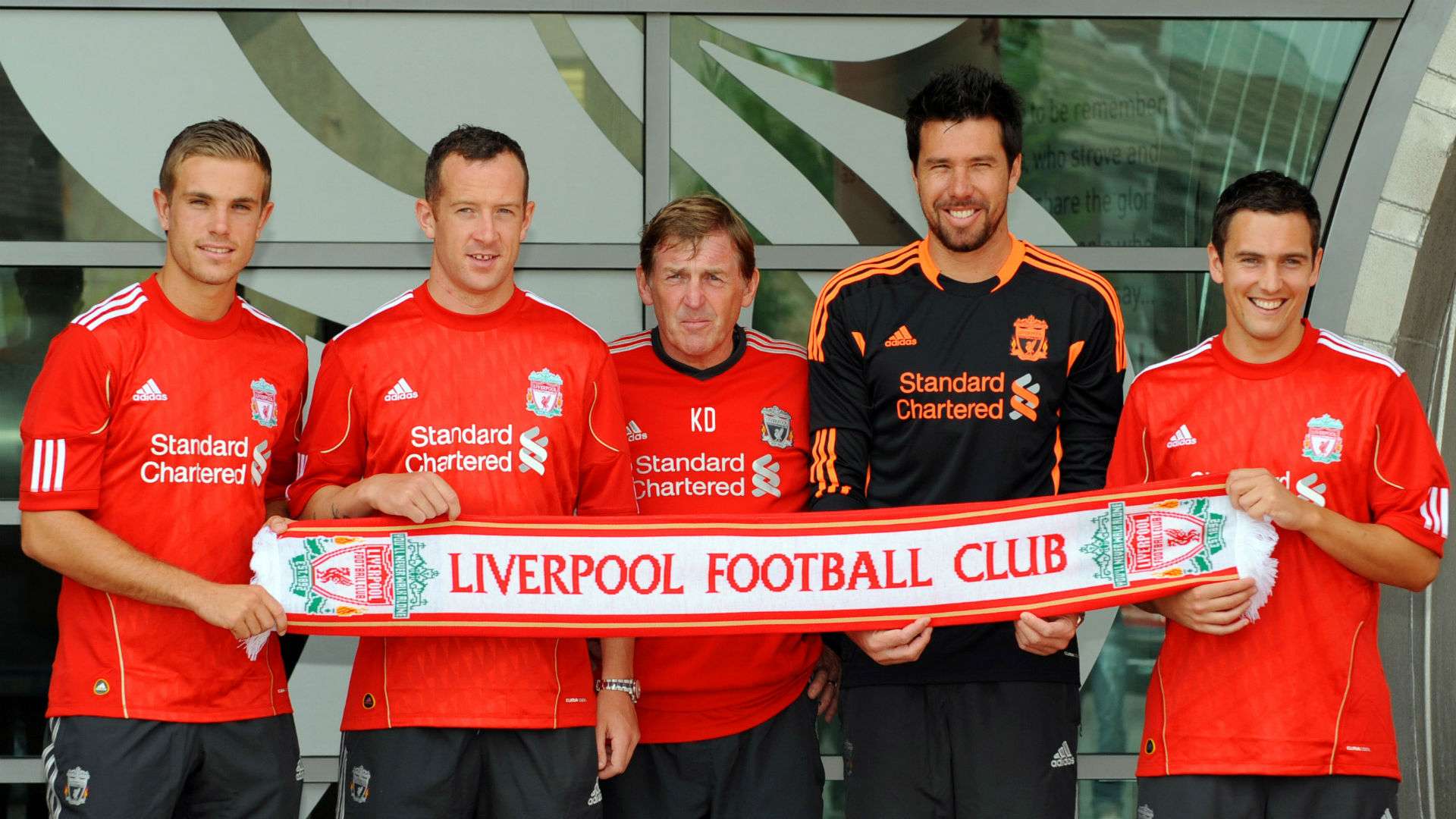 Kenny Dalglish Liverpool Jordan Henderson Charlie Adam Alexander Doni Stewart Downing 2011