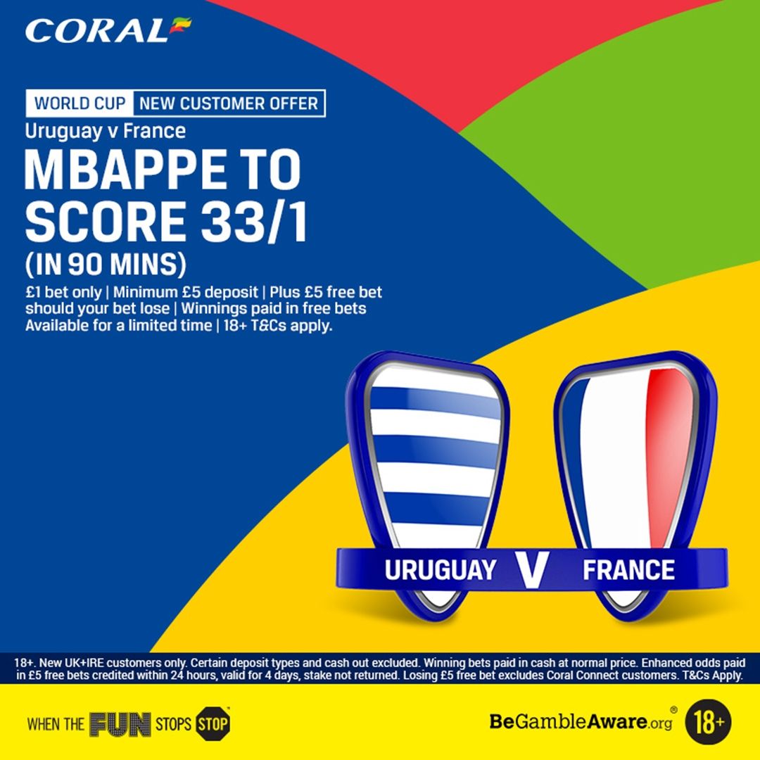 Coral new customer offer 33/1 Mbappe to score anytime