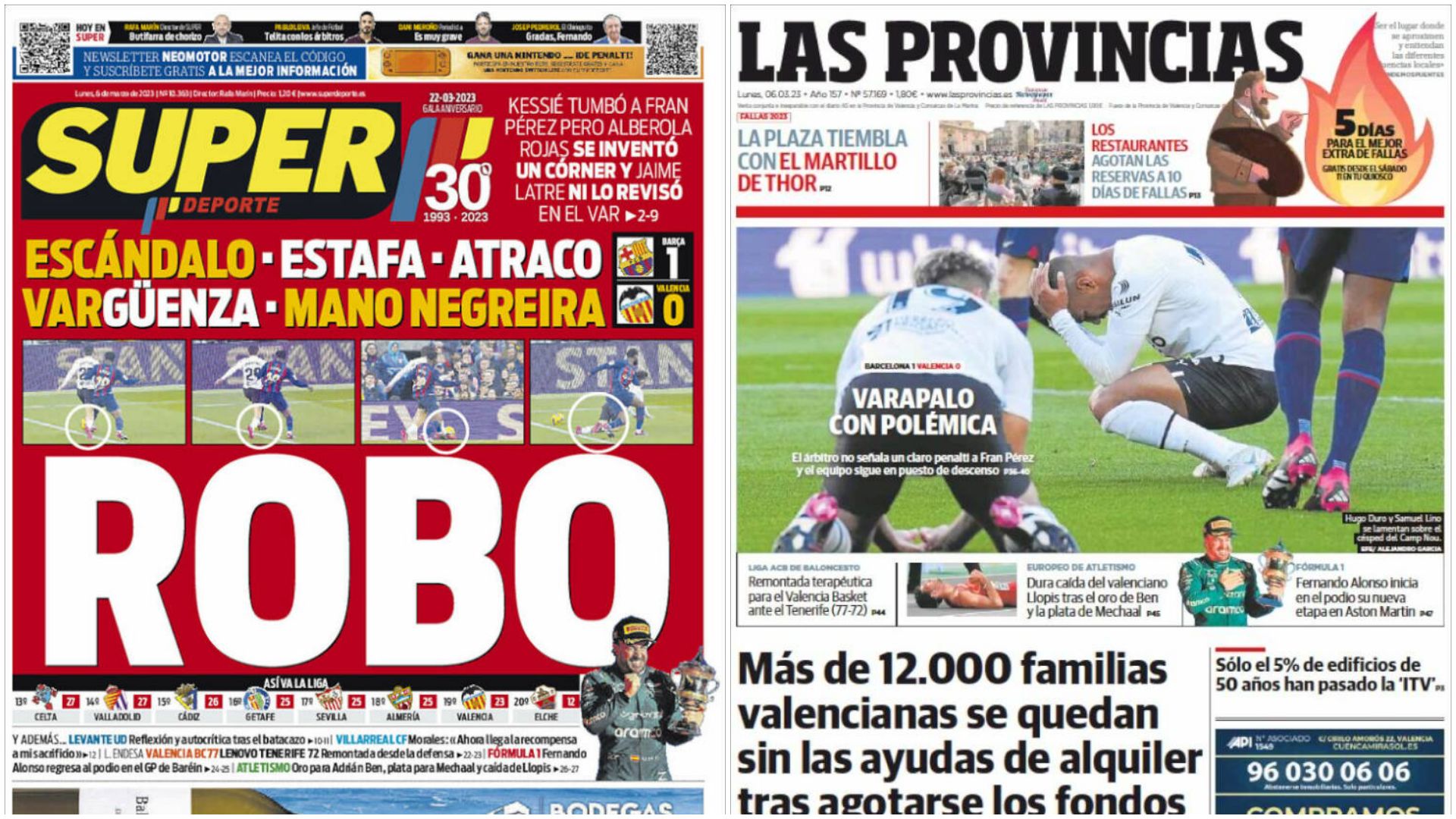 Portadas Valencia 6 de marzo