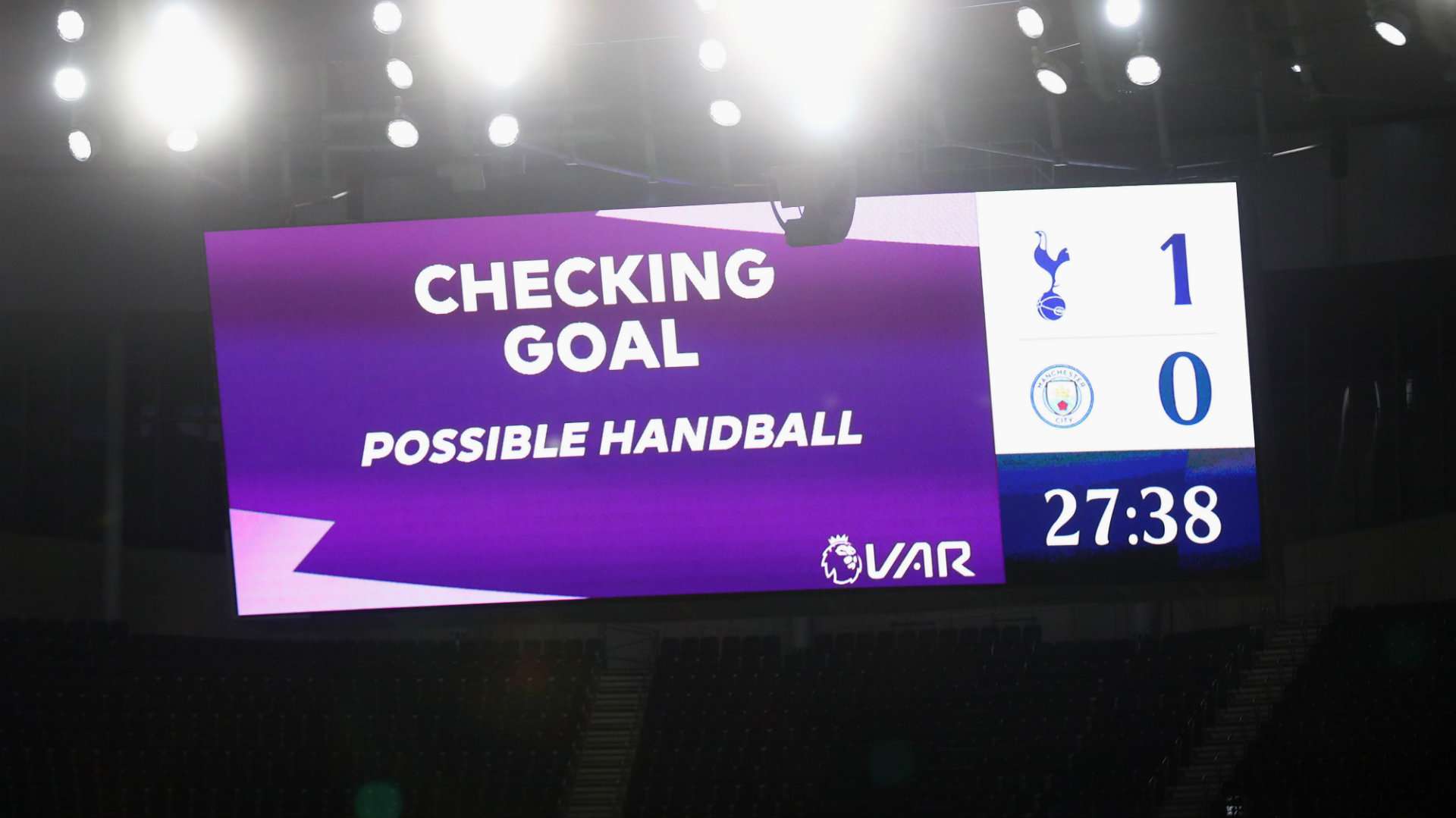 VAR handball Tottenham vs Man City Premier League 2020-21