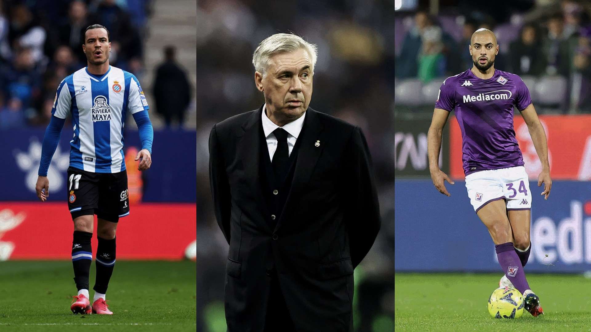 Raul de Tomas Sofyan Amrabat Carlo Ancelotti Real Madrid GFX