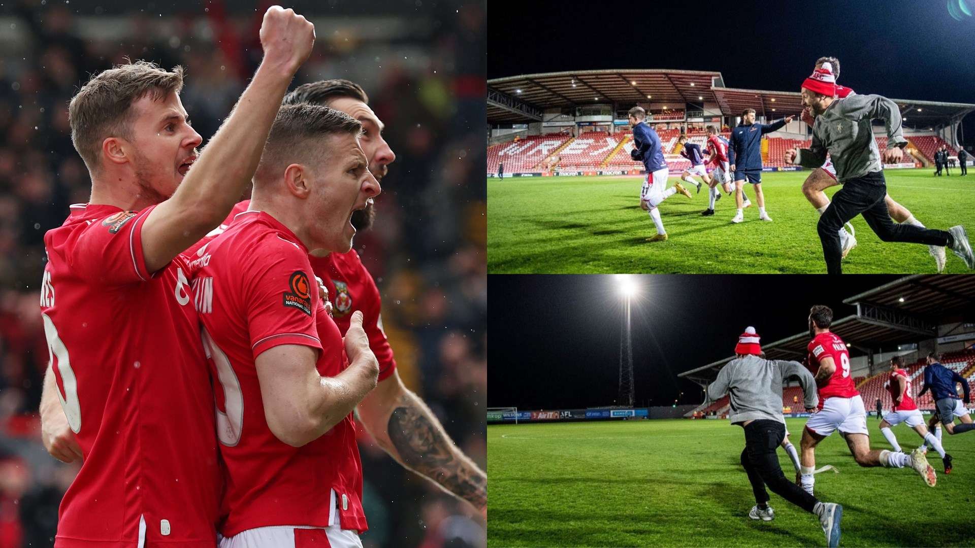 Wrexham players Charlie Day sprint split