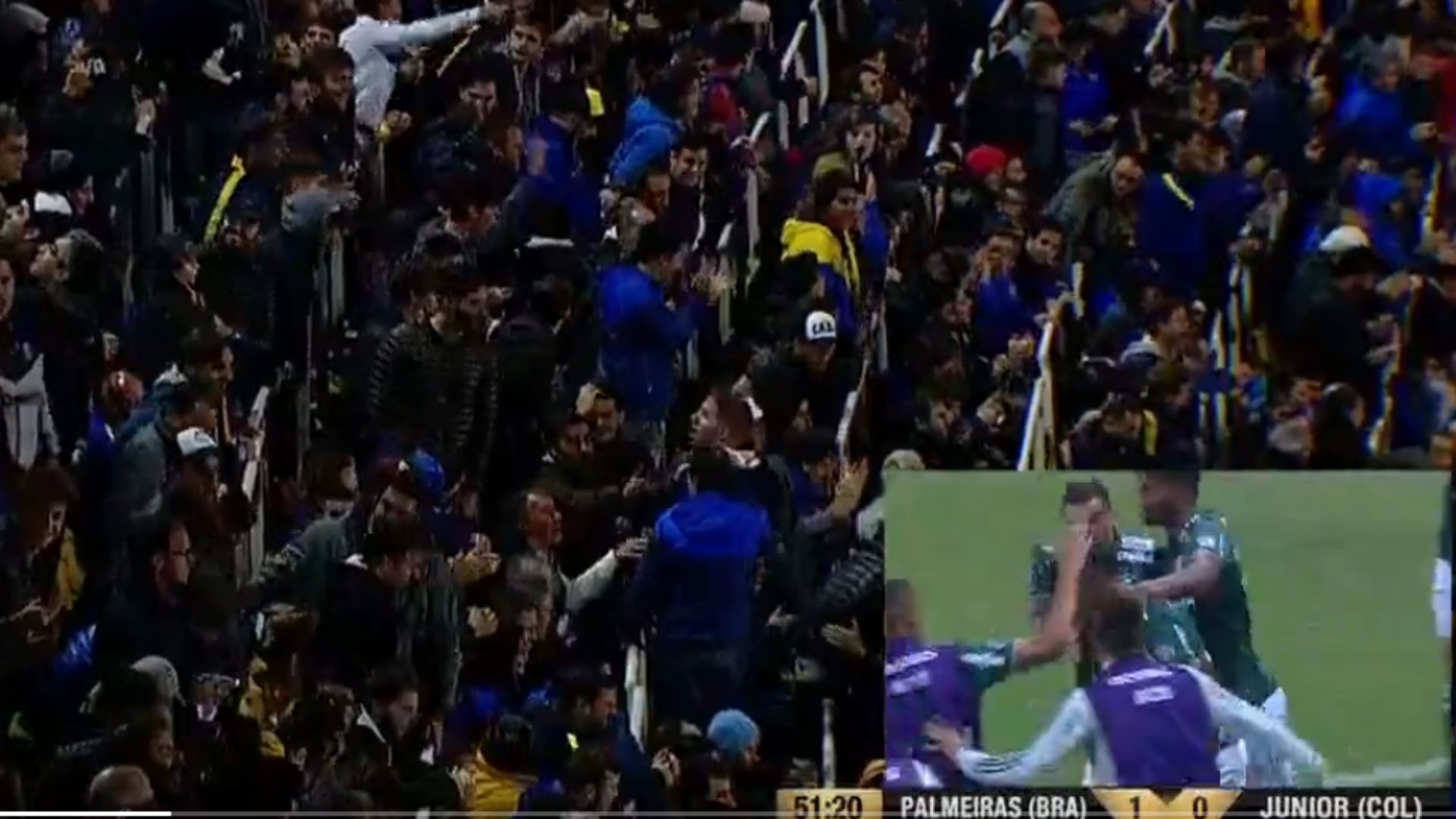 Captura Festejo Gol hinchas Boca Alianza Lima Copa Libertadores 16052018