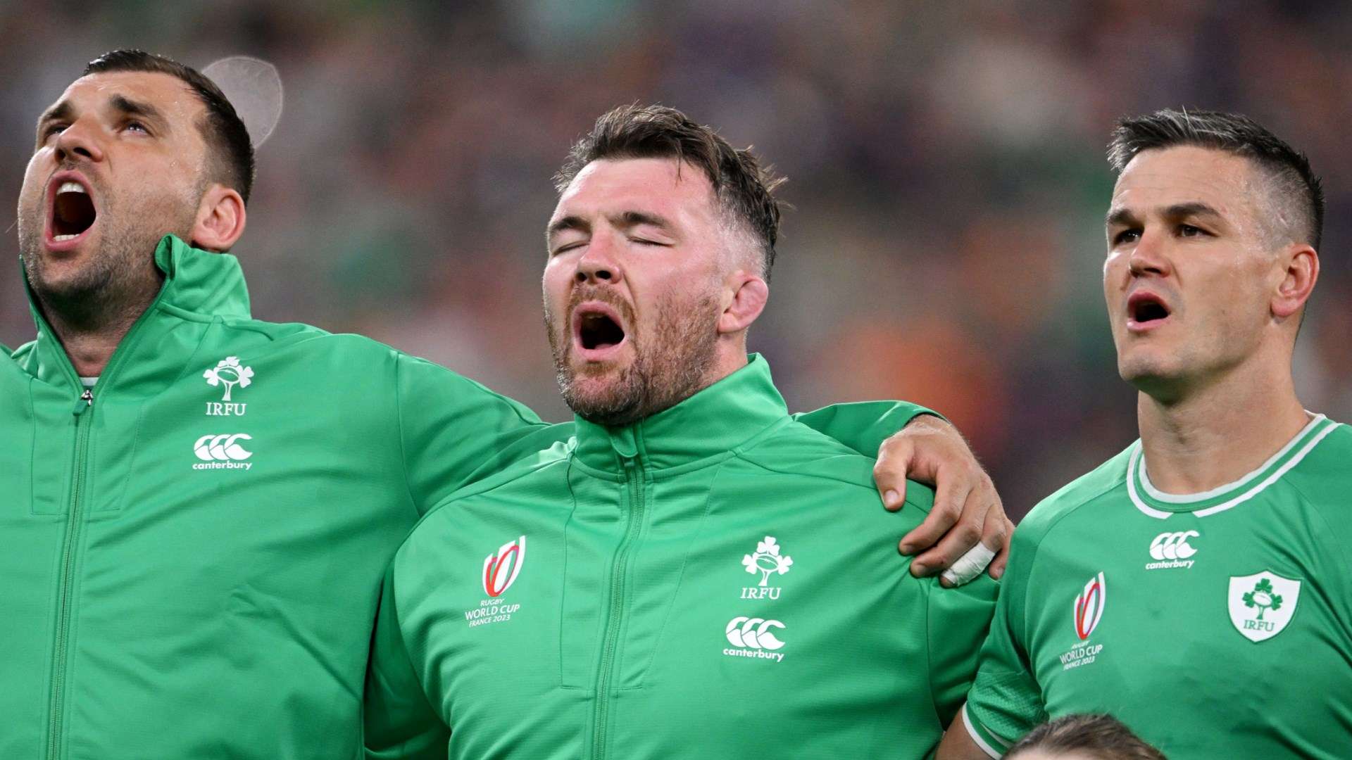 Tadhg Beirne Peter O'Mahony Johnny Sexton Ireland rugby team singing anthem 2023
