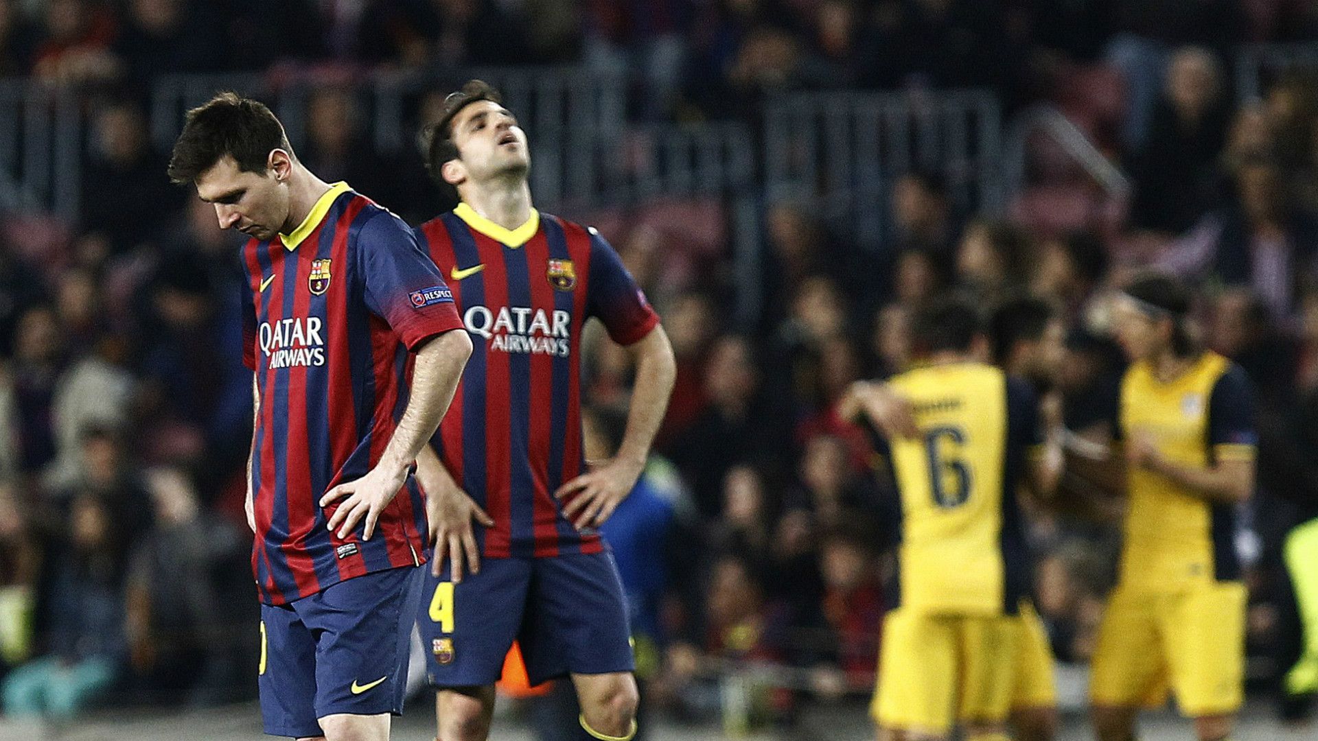 Lionel Messi Cesc Fabregas Barcelona Atletico Madrid Champions League 2014