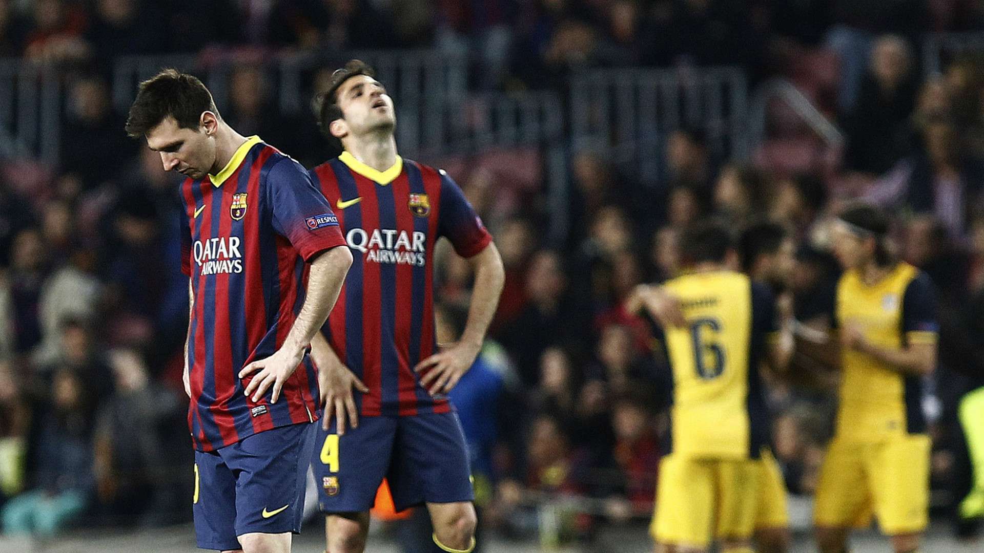 Lionel Messi Cesc Fabregas Barcelona Atletico Madrid Champions League 2014