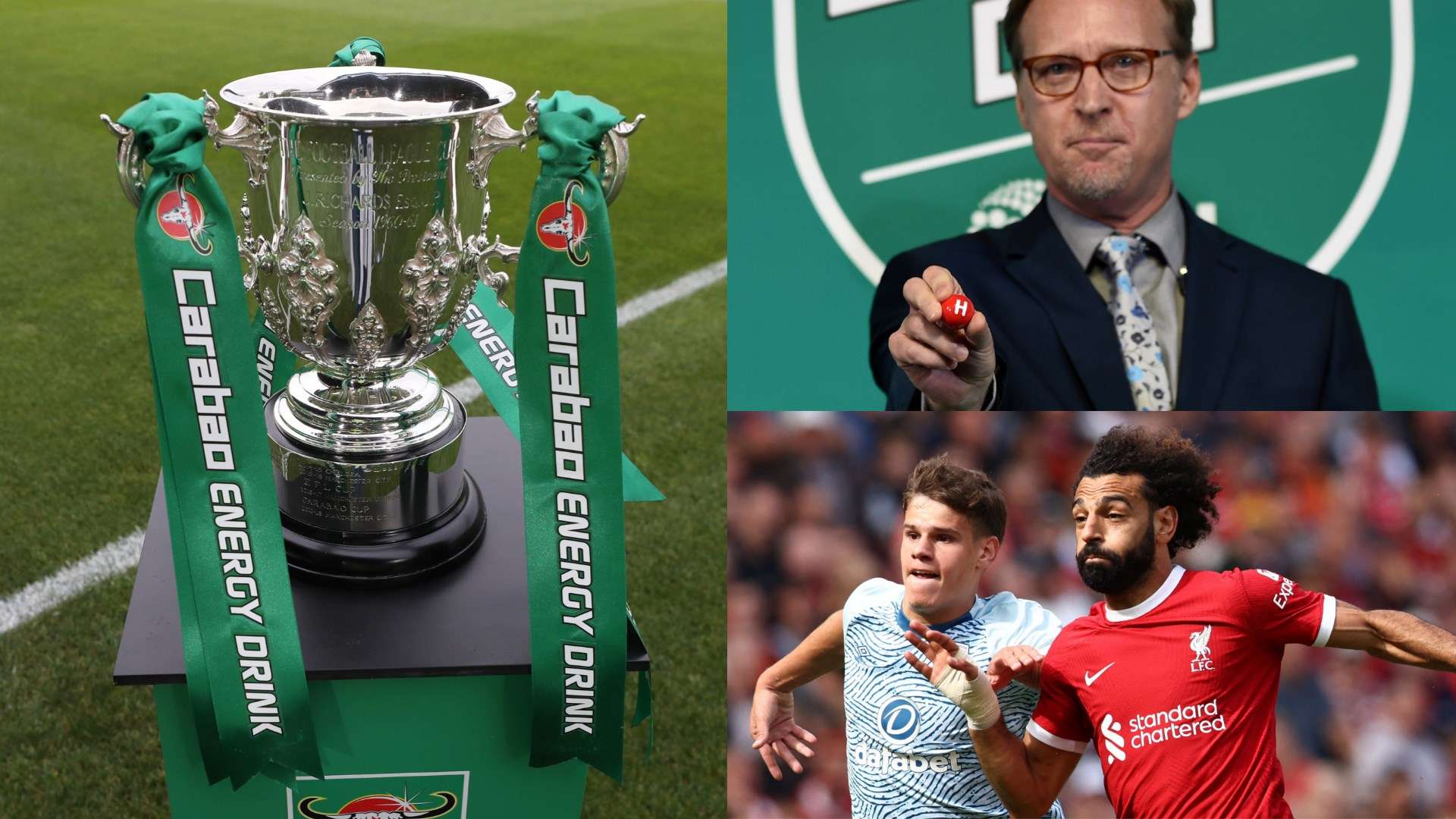 Carabao Cup trophy draw ball Liverpool vs Bournemouth 2023-24