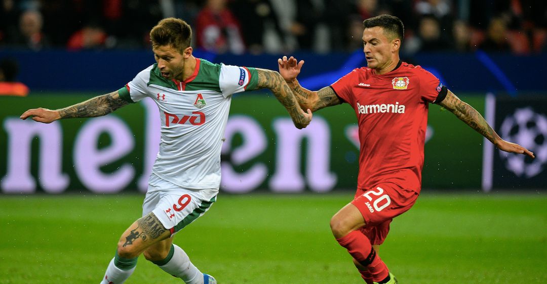 180919 Bayer Leverkusen Lokomotiv Charles Aránguiz Fedor Smolov