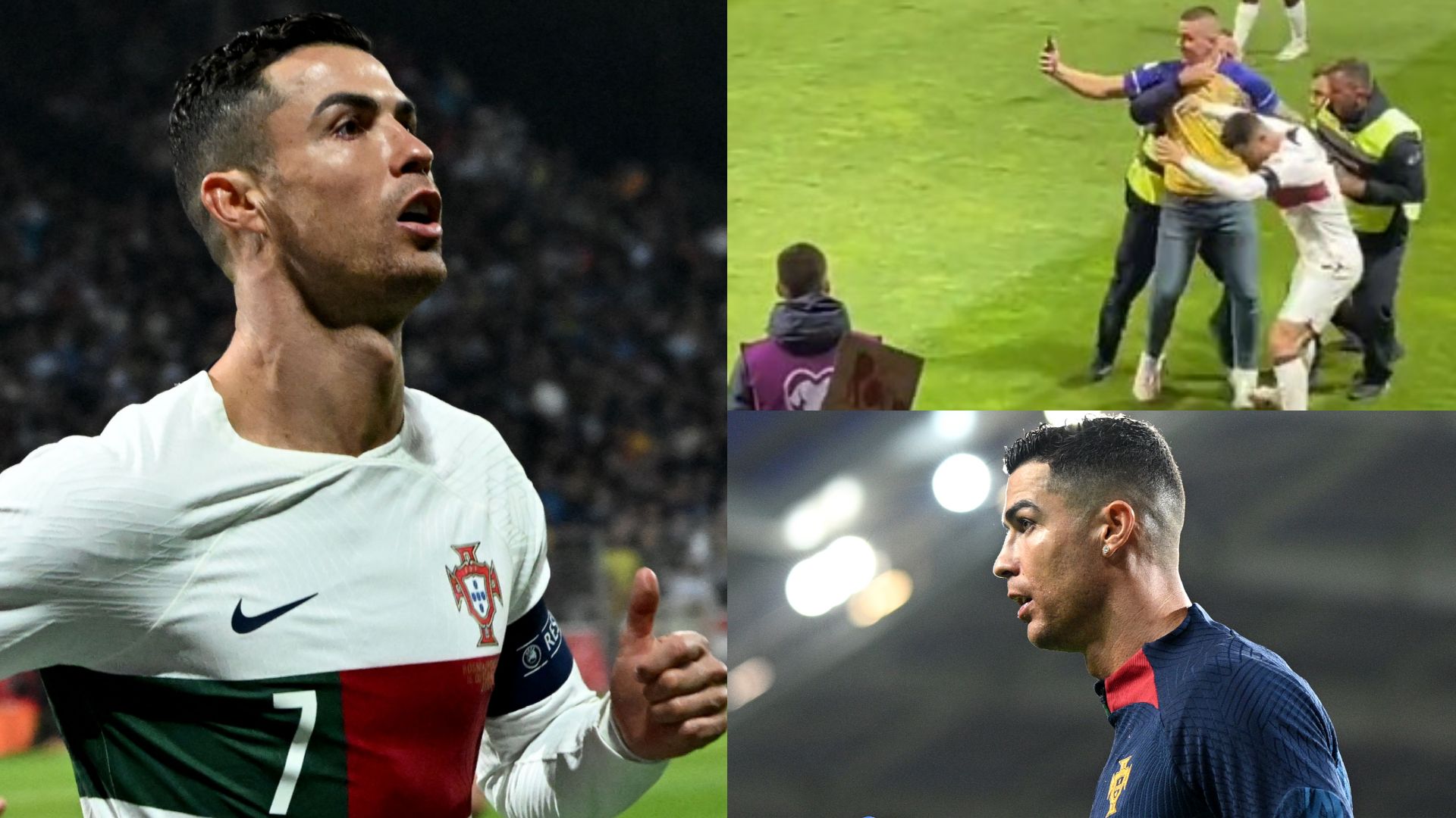 Cristiano Ronaldo Portugal Bosnia pitch invader