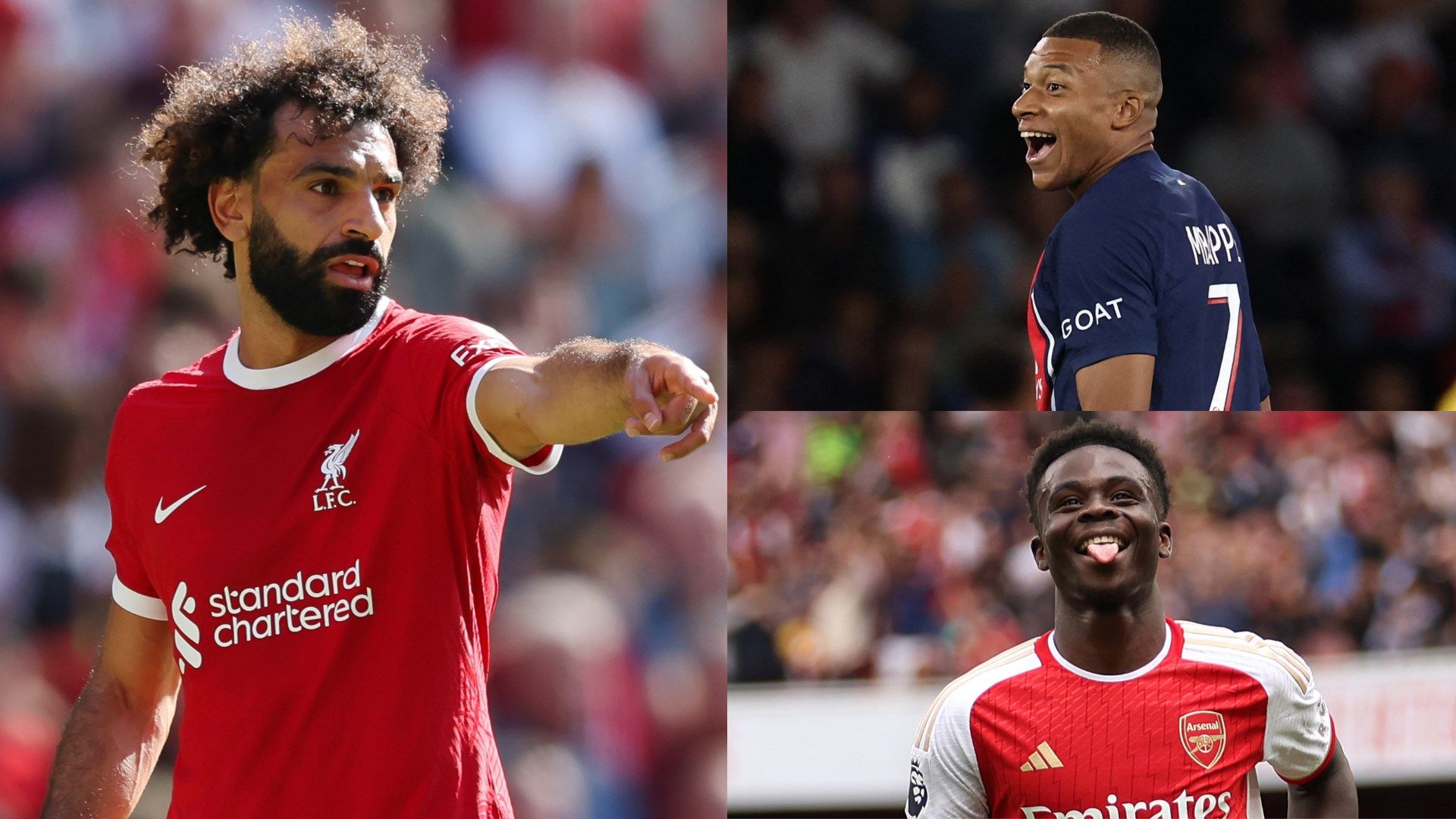 Mohamed Salah Kylian Mbappe Bukayo Saka Liverpool GFX