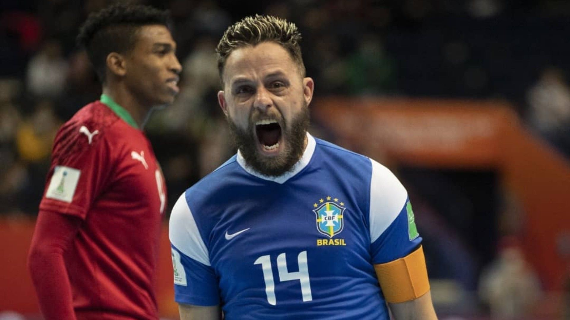 Festejo de Rodrigo en el Mundial de Futsal 2021