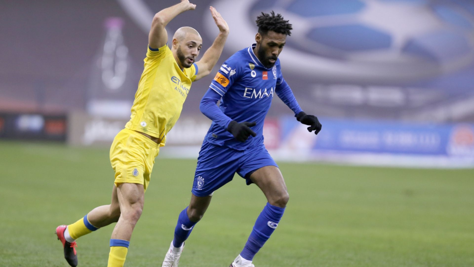 Noureddine Amrabat (L) Mohammed Jahfali (R) Al Nassr Al Hilal SPL 30 January 2021