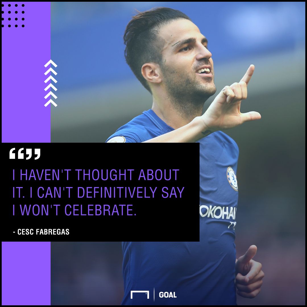 Cesc Fabregas celebrate against Barcelona