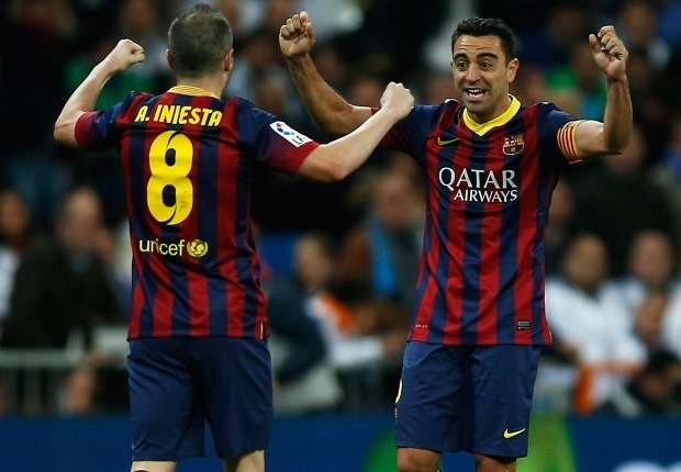 Andres Iniesta Xavi Barcelona 03232014