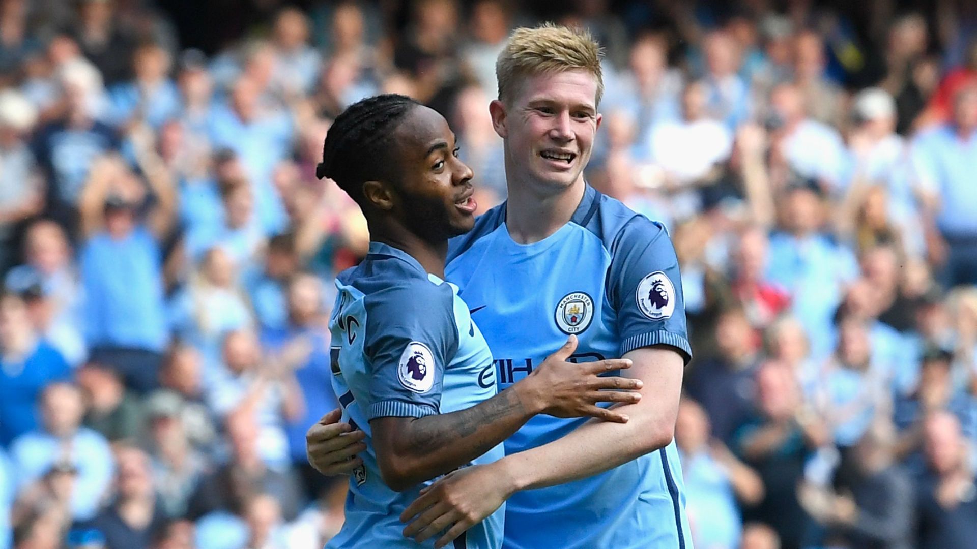 Raheem Sterling & Kevin De Bruyne Premier League Man City v Bournemouth 170916