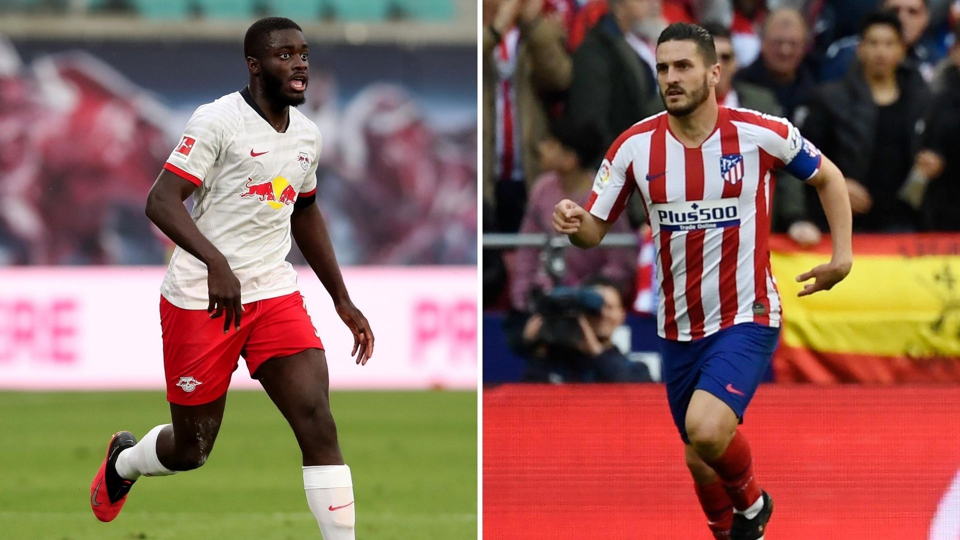 Upamecano y Koke, Leipzig vs. Atlético de Madrid