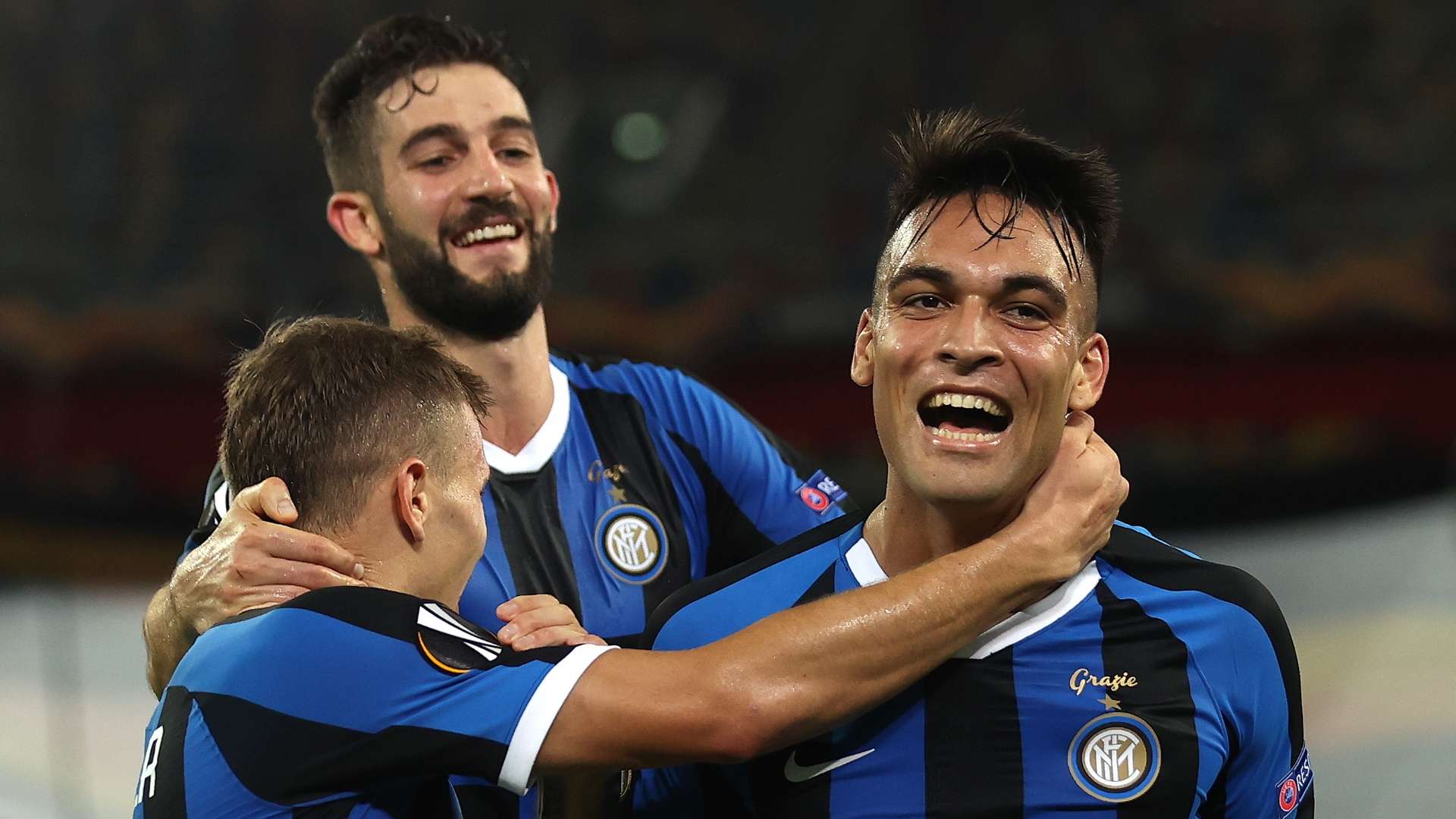 Inter celebrate Lautaro goal vs Shakhtar Donetsk