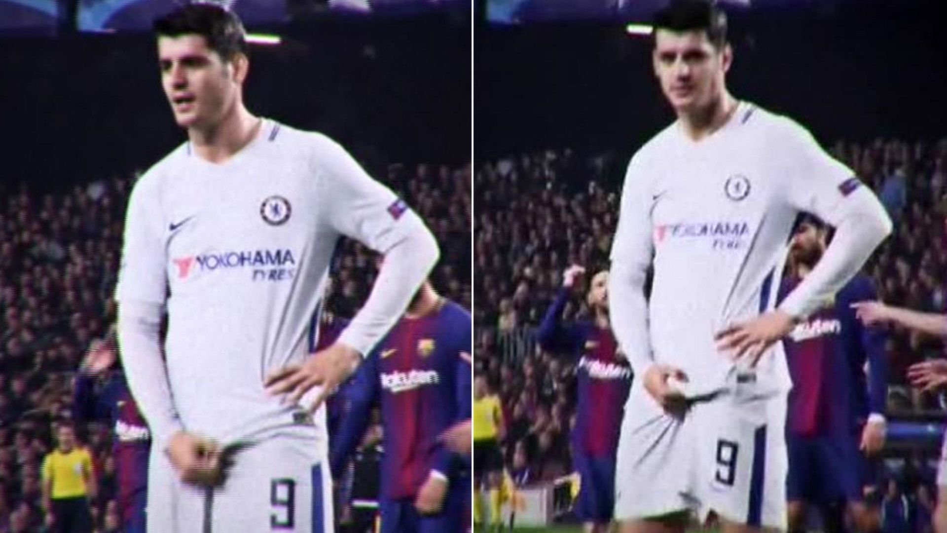 Alvaro Morata gesture against Barcelona fans