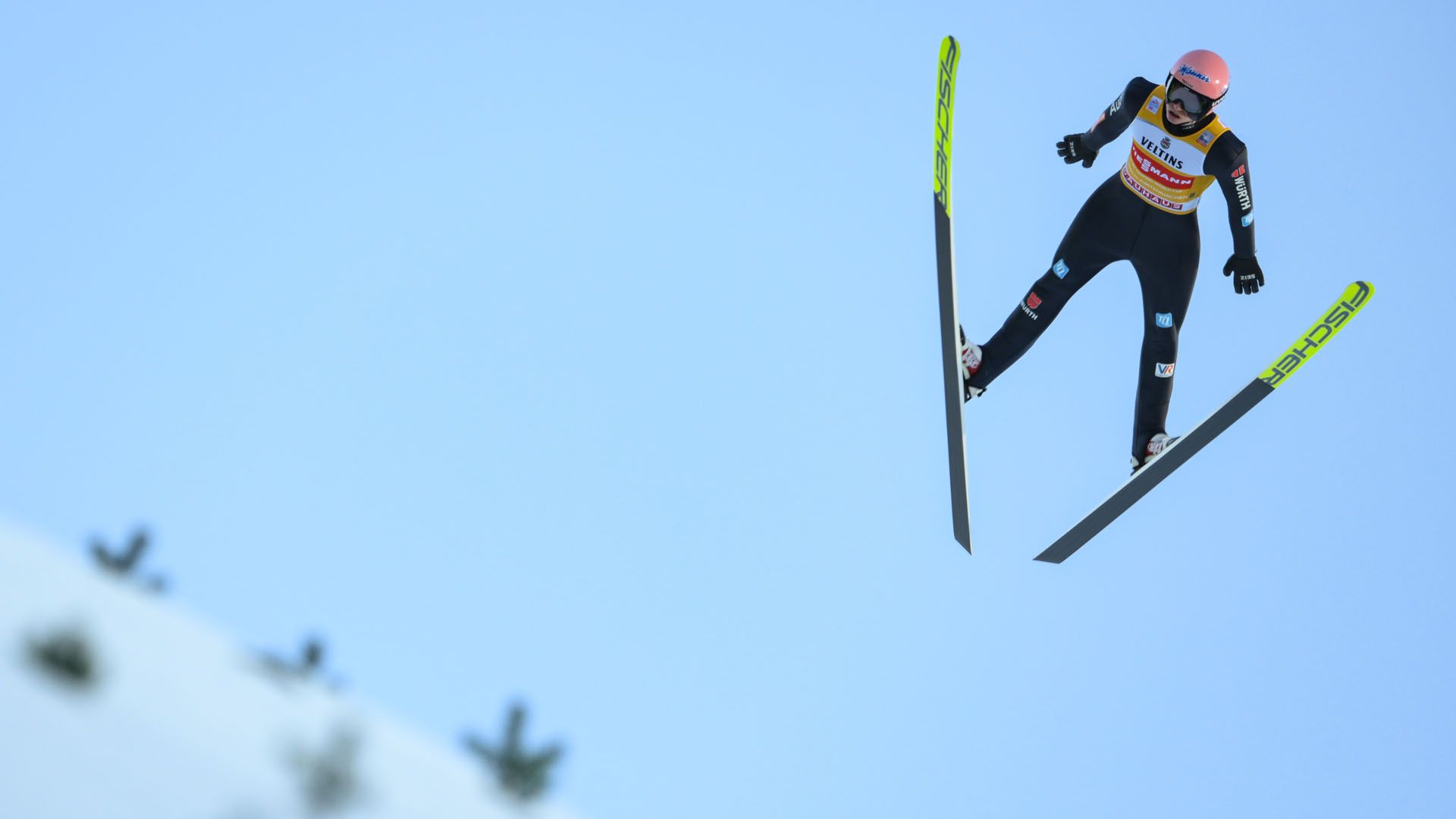 Karl Geiger of Germany competes during the Qualification at the Four Hills Tournamen