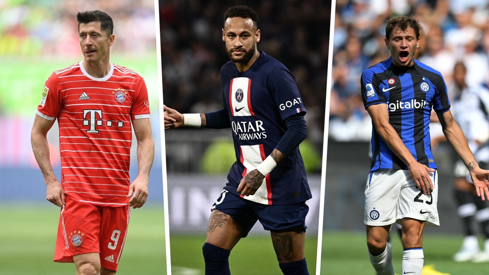 Robert Lewandowski, Neymar, Nicolo Barella GFX