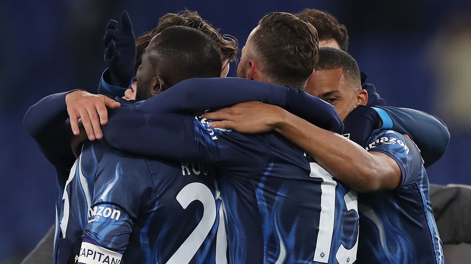 Napoli celebrating Lazio Serie A