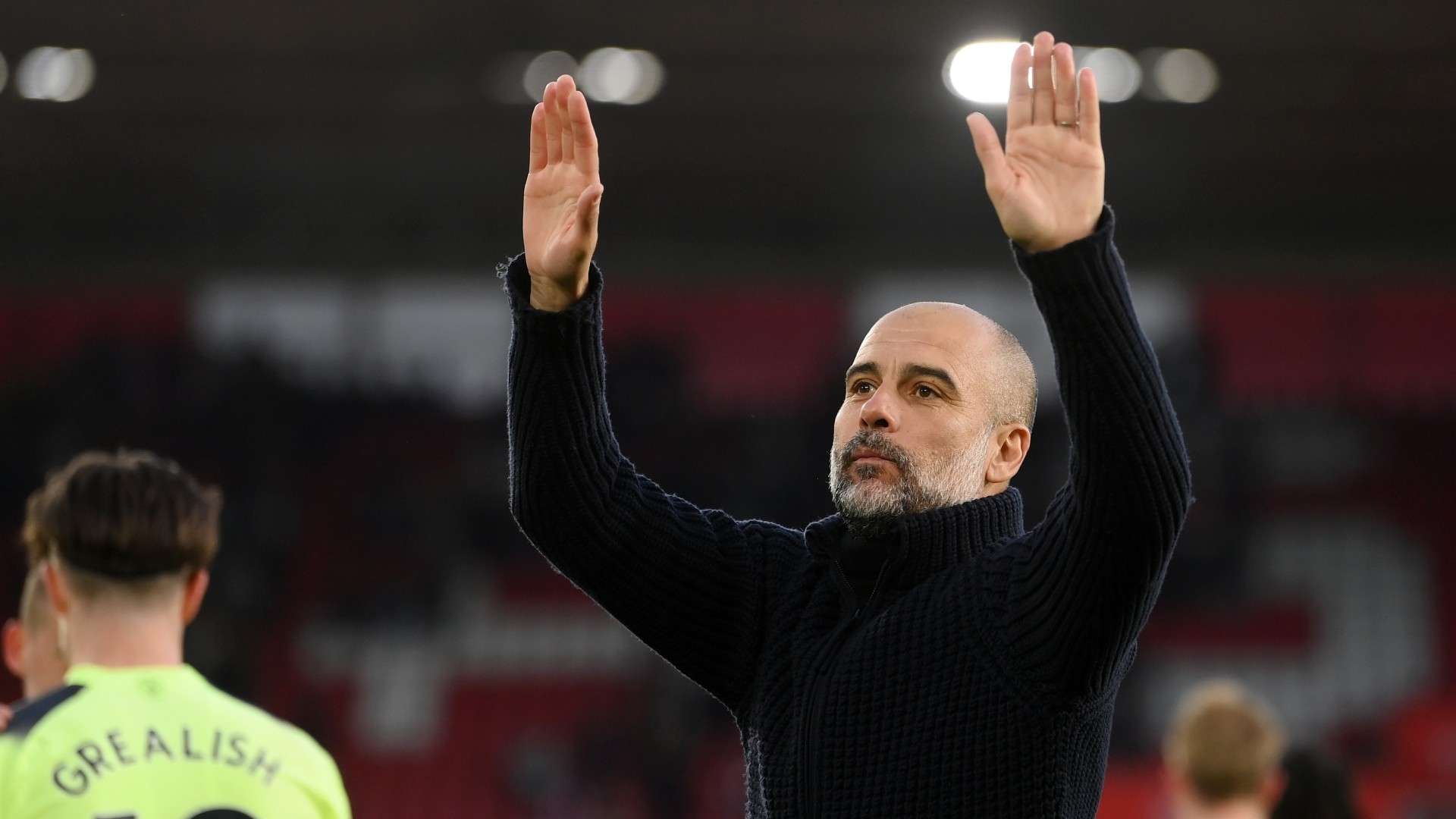 Pep Guardiola Man City 2022-23 hands up