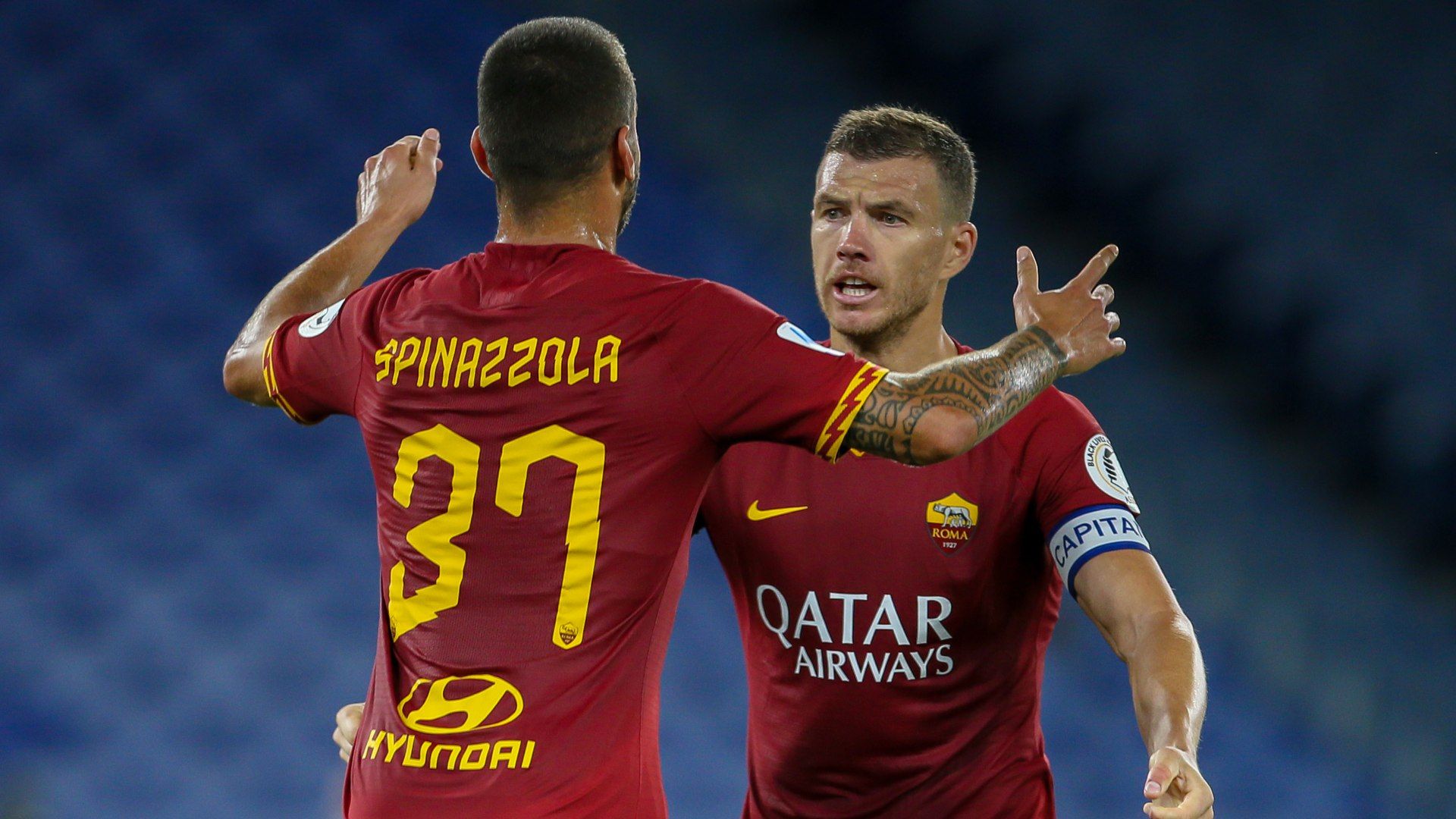Leonardo Spinazzola Edin Dzeko Roma Inter Serie A