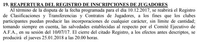 Cierre mercado de pases futbol argentino
