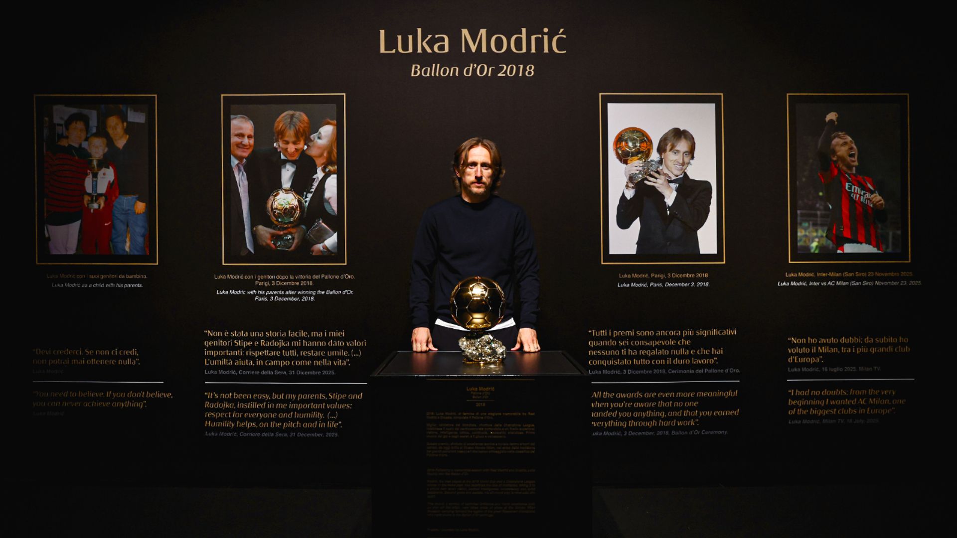 Luka Modric Pallone d'Oro 2018 museo Milan