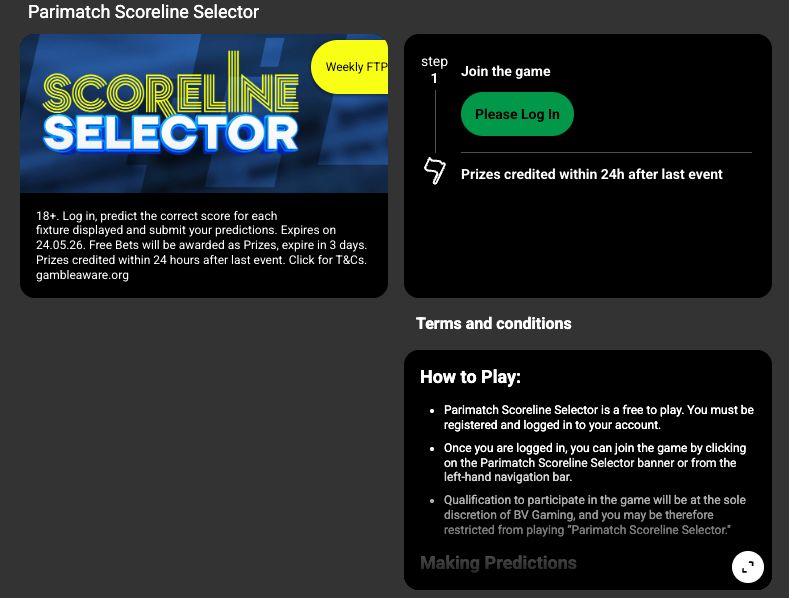 parimatch scoreline selector